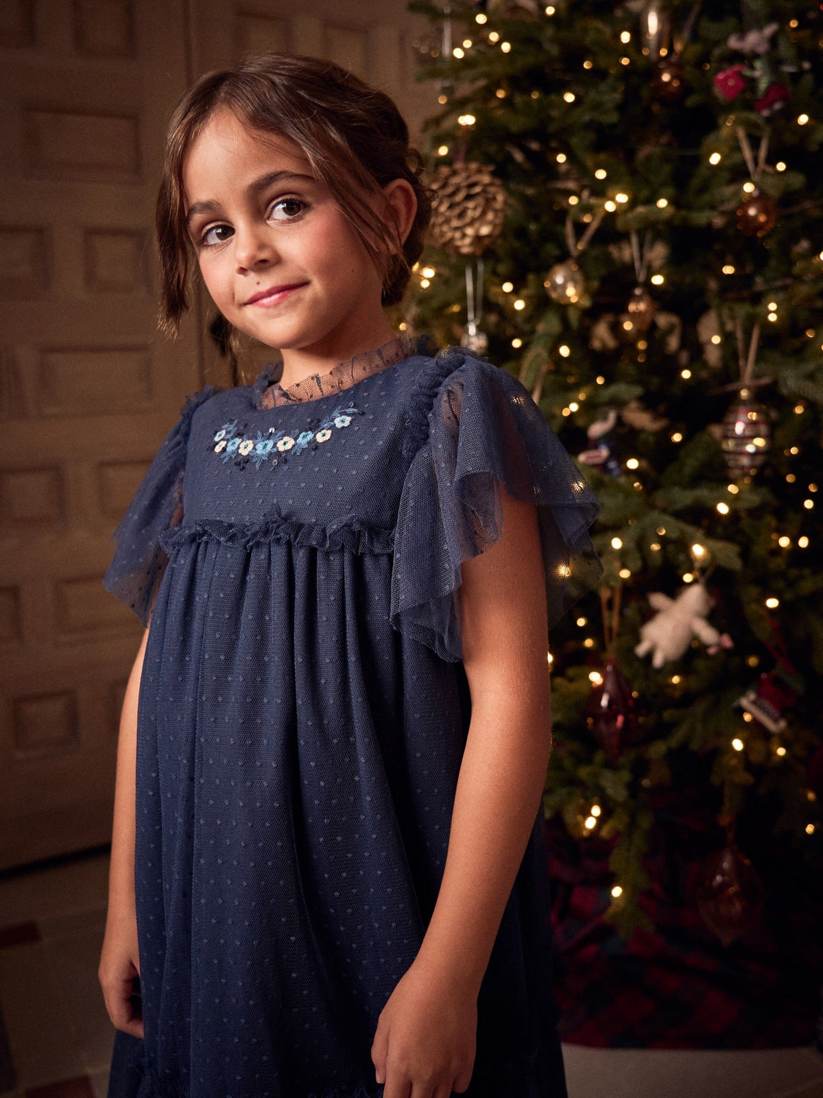 Navy Primrose Girl Empire Dress