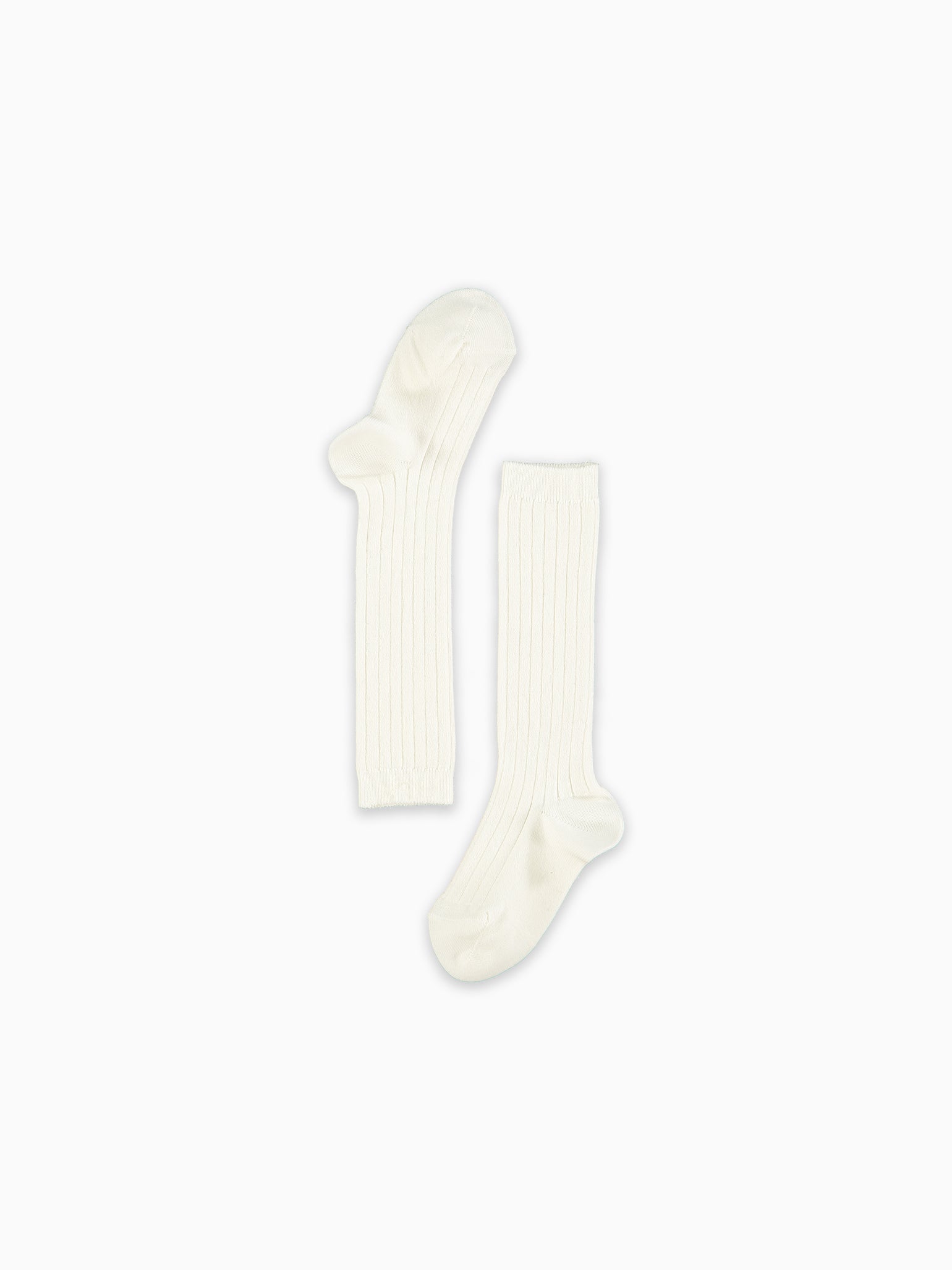 Off White Ribbed Knee High Kids Socks
