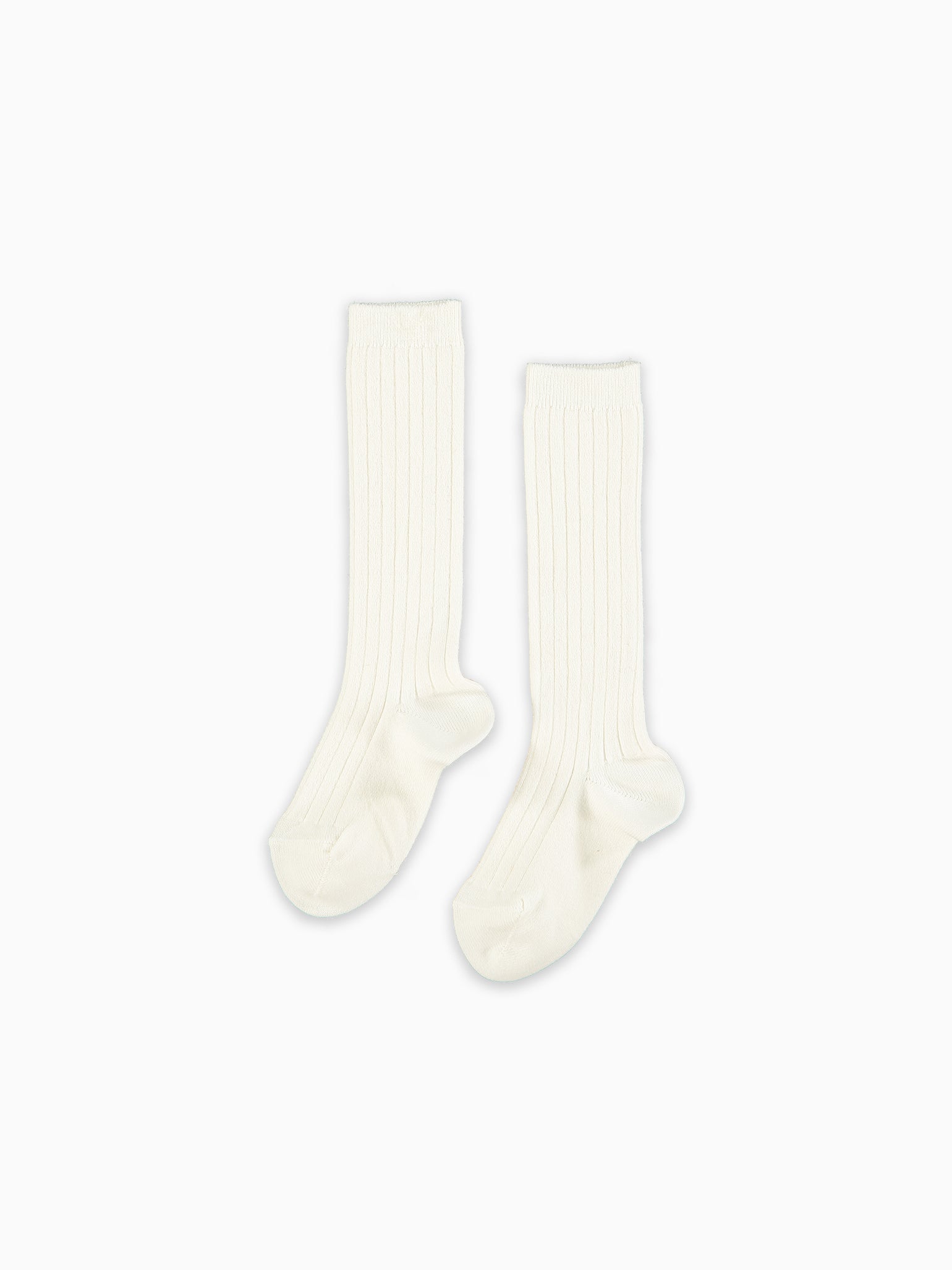 Off White Ribbed Knee High Kids Socks Set
