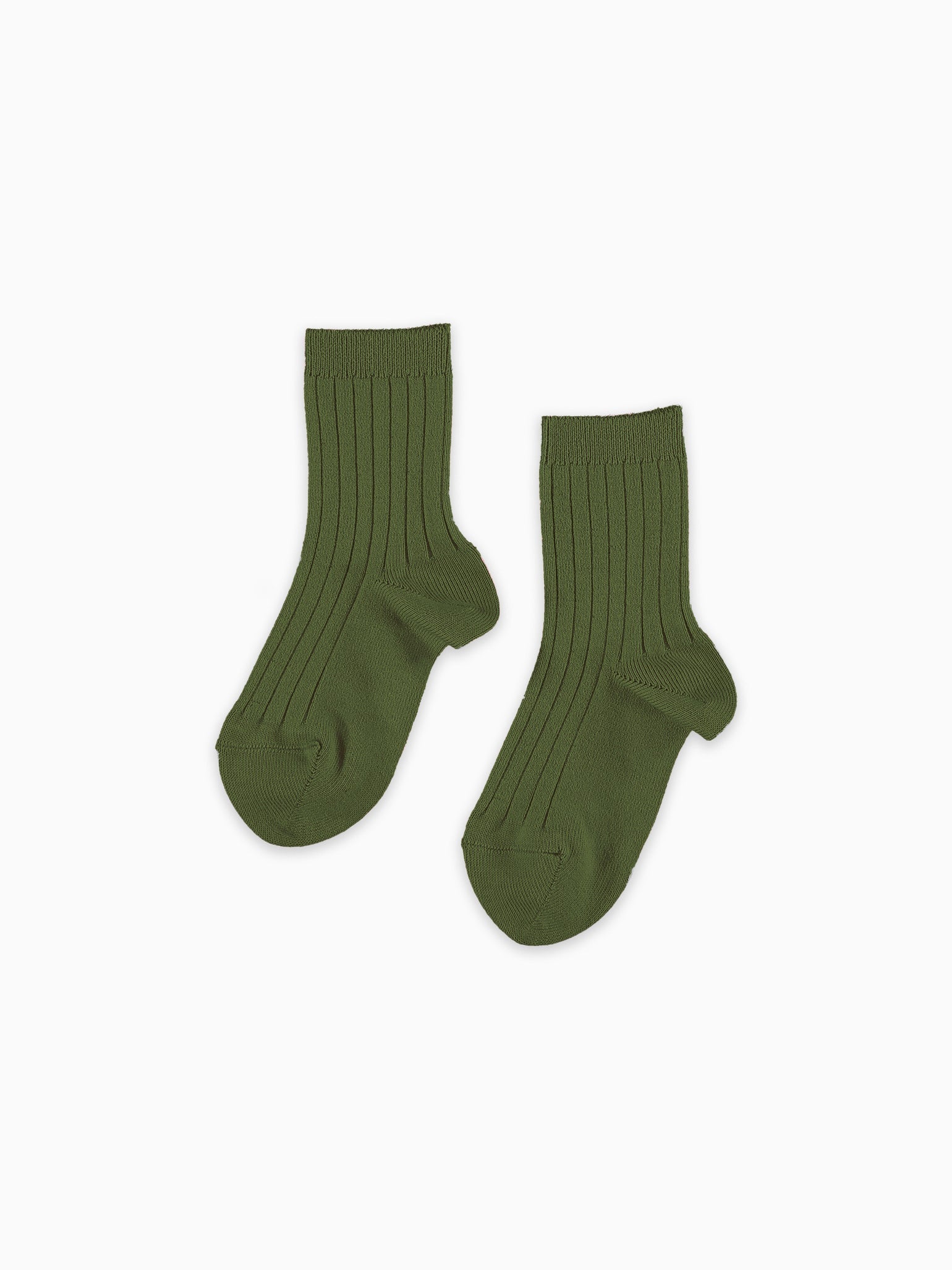 Olive Green Ribbed Short Kids Socks | La Coqueta Kids US Olive Green Ribbed Short Kids Socks | La Coqueta Kids US