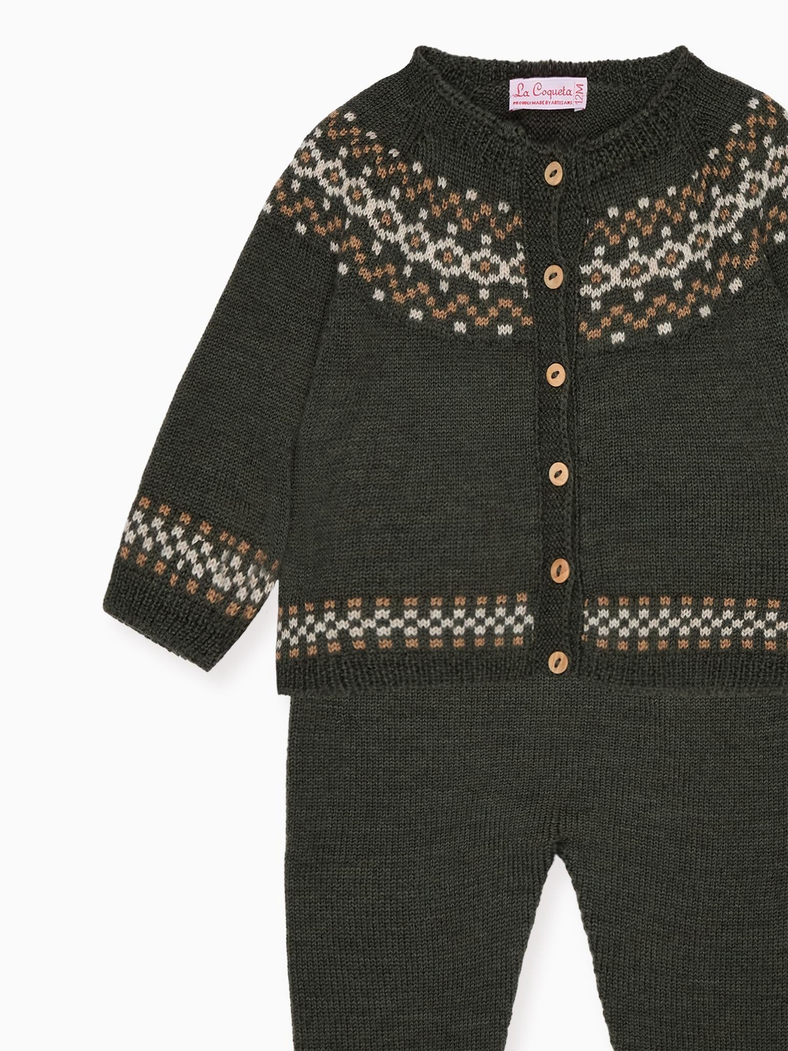 Olive Ramiro Merino Fair Isle Baby Knitted Set