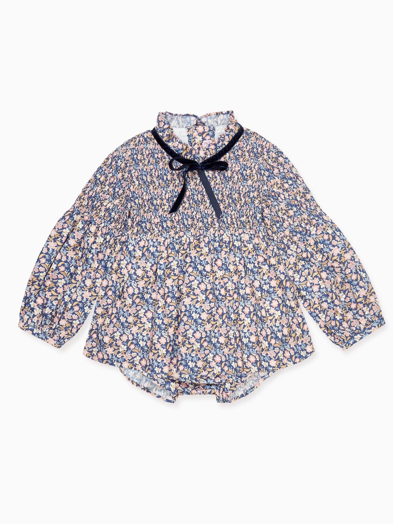 Blue Floral Raya Baby Girl Smocked Set