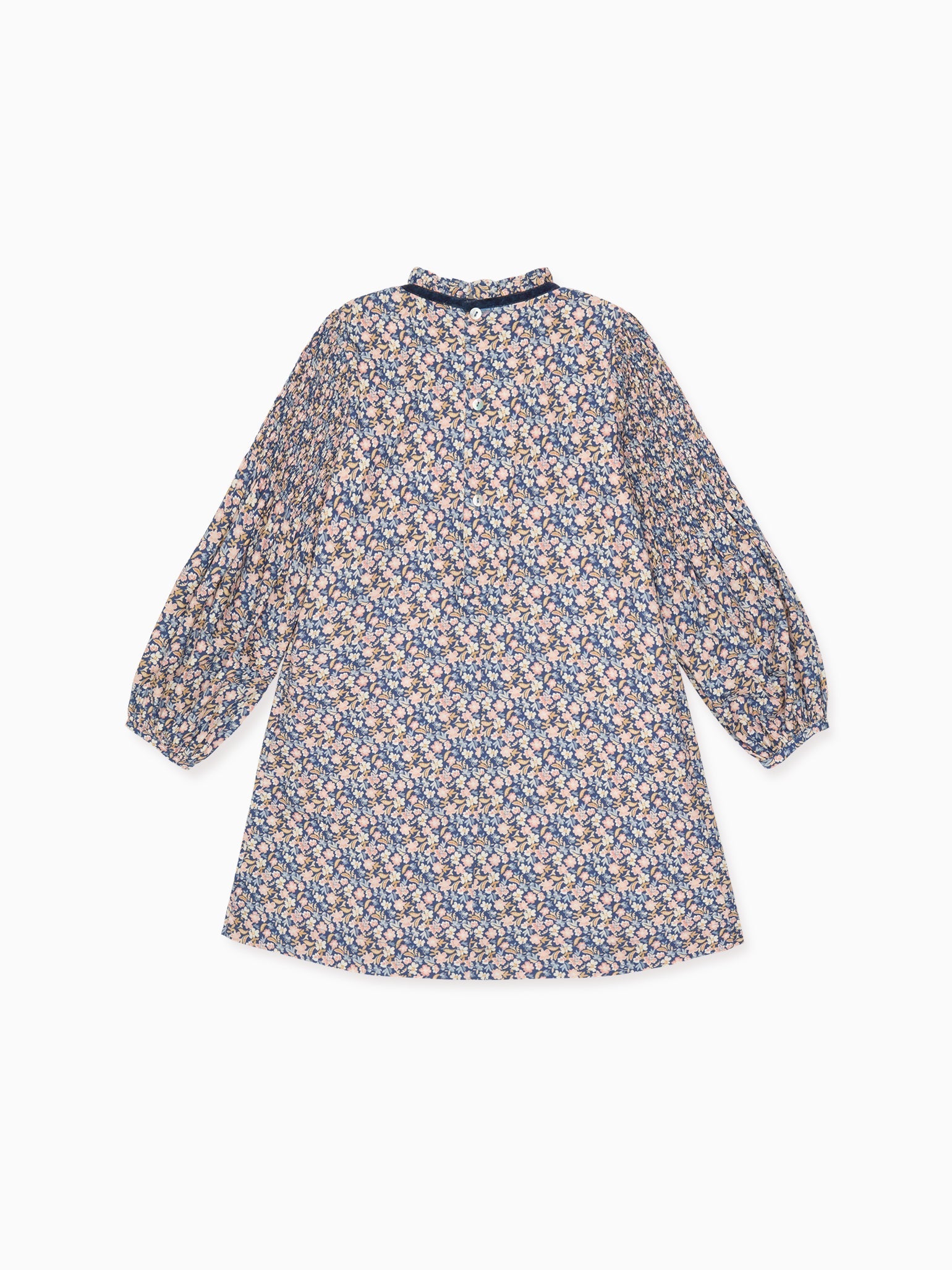 Blue Floral Raya Girl Smocked Dress