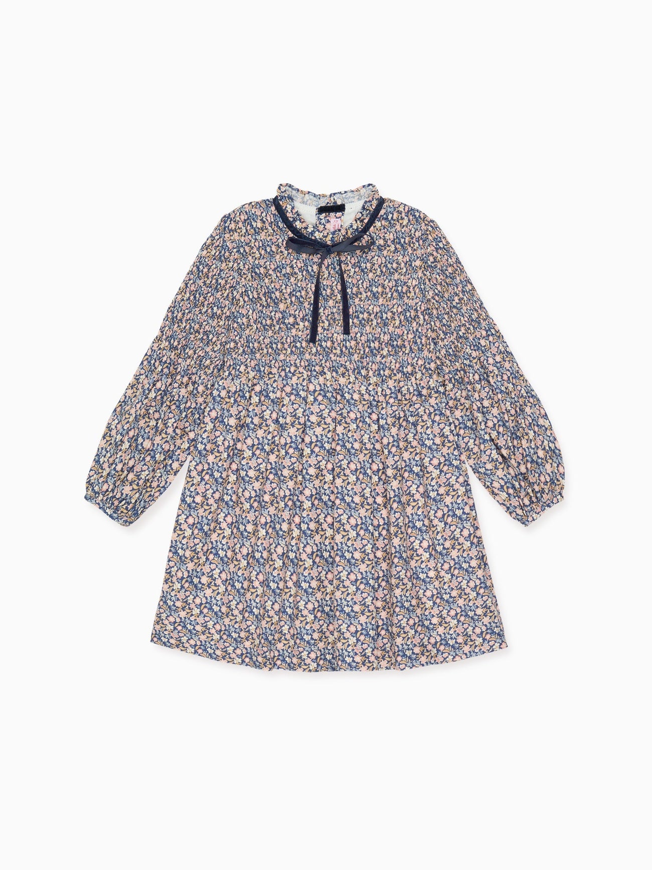 Blue Floral Raya Girl Smocked Dress