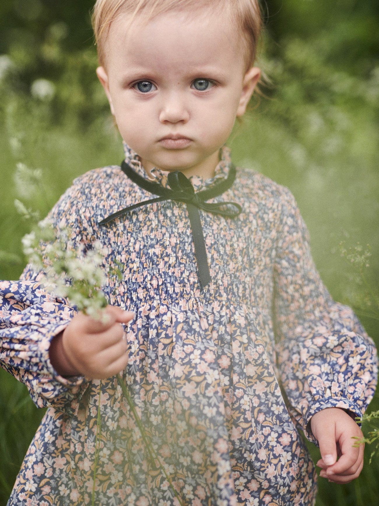 Blue Floral Raya Baby Girl Smocked Set