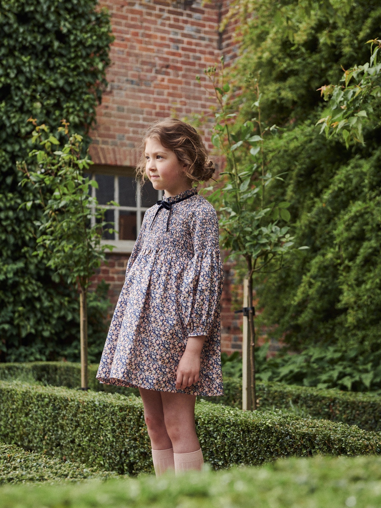 Blue Floral Raya Girl Smocked Dress