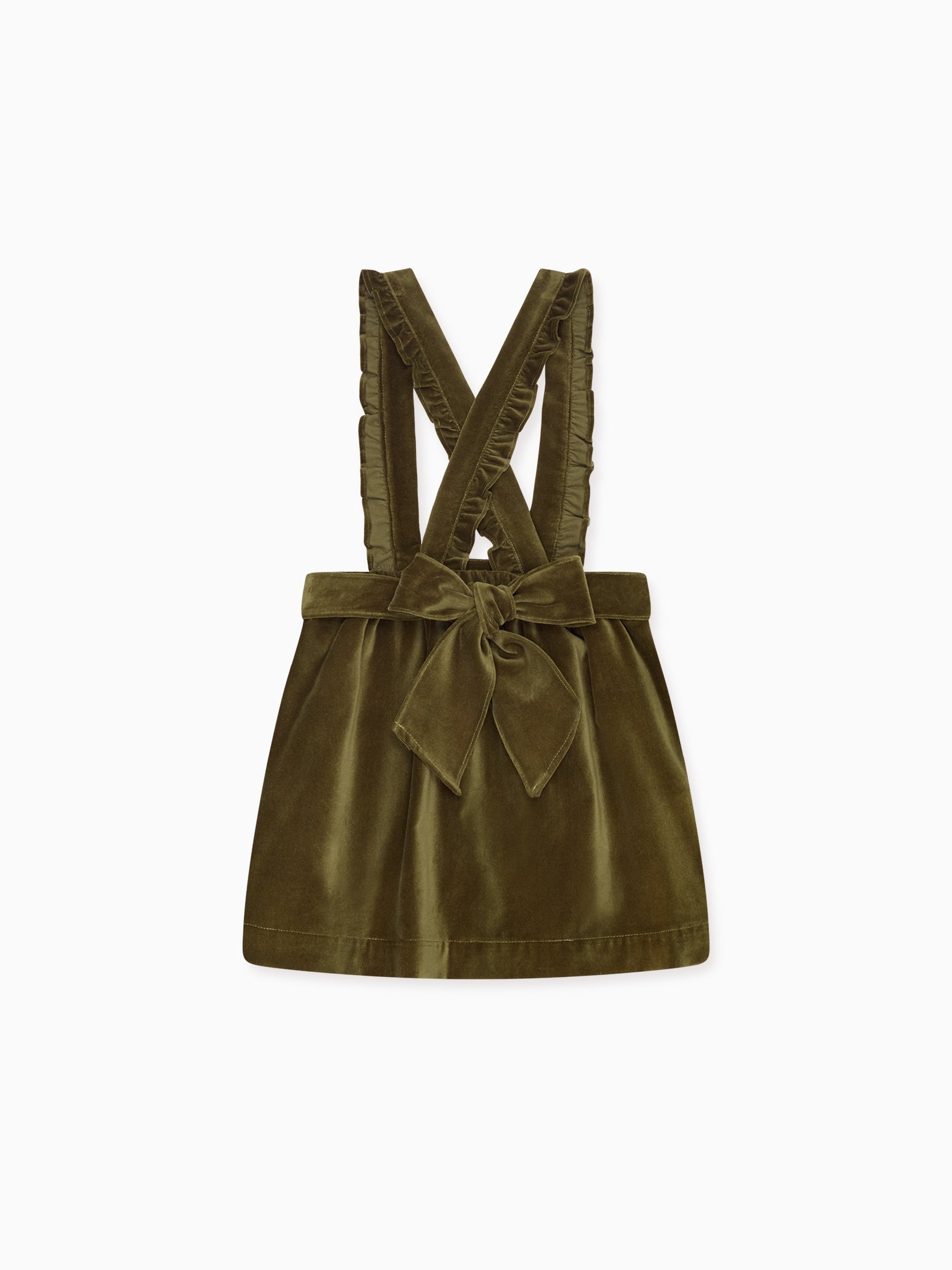 Green Reina Velvet Girl Pinafore Skirt