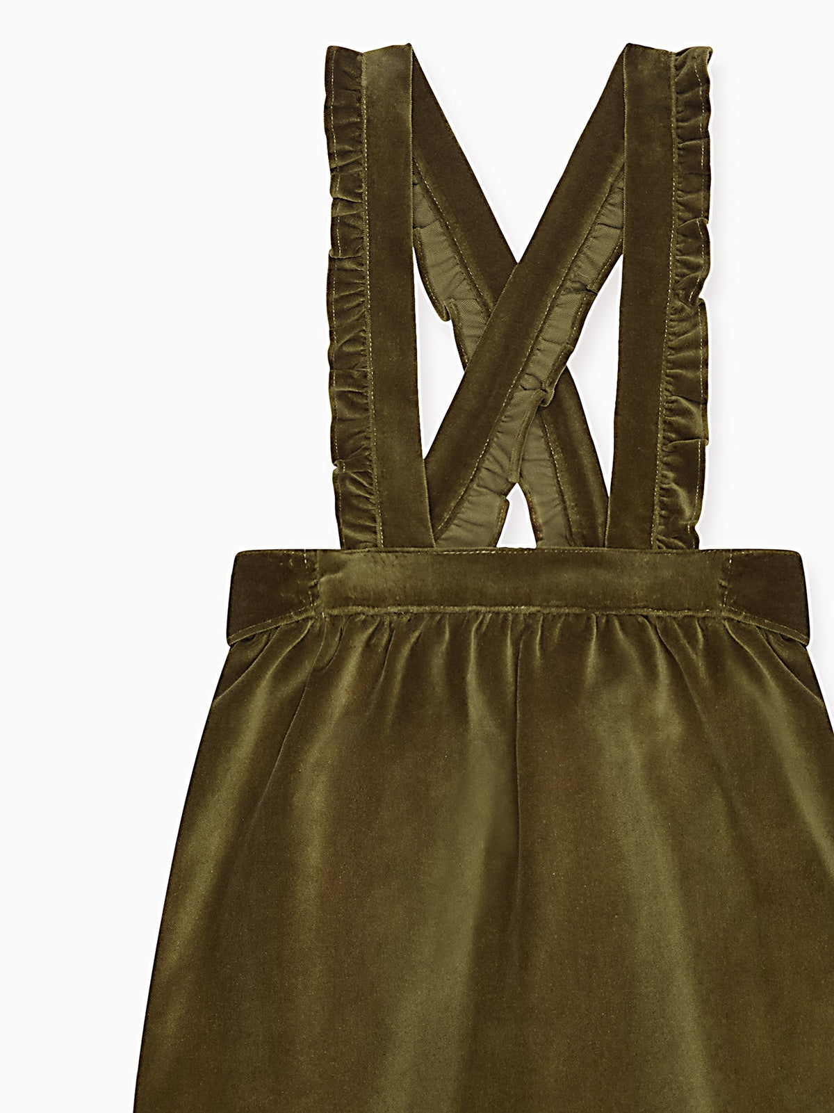Green Reina Velvet Girl Pinafore Skirt