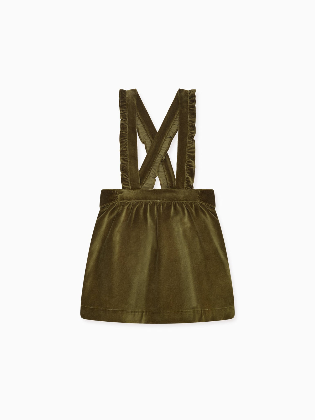 Green Reina Velvet Girl Pinafore Skirt