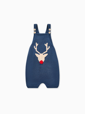 Petrol Blue Reno Merino Baby Knitted Dungarees