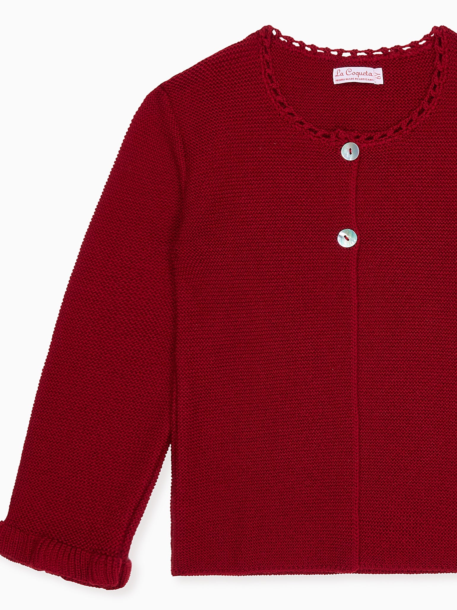 Burgundy Rima Merino Girl Cardigan