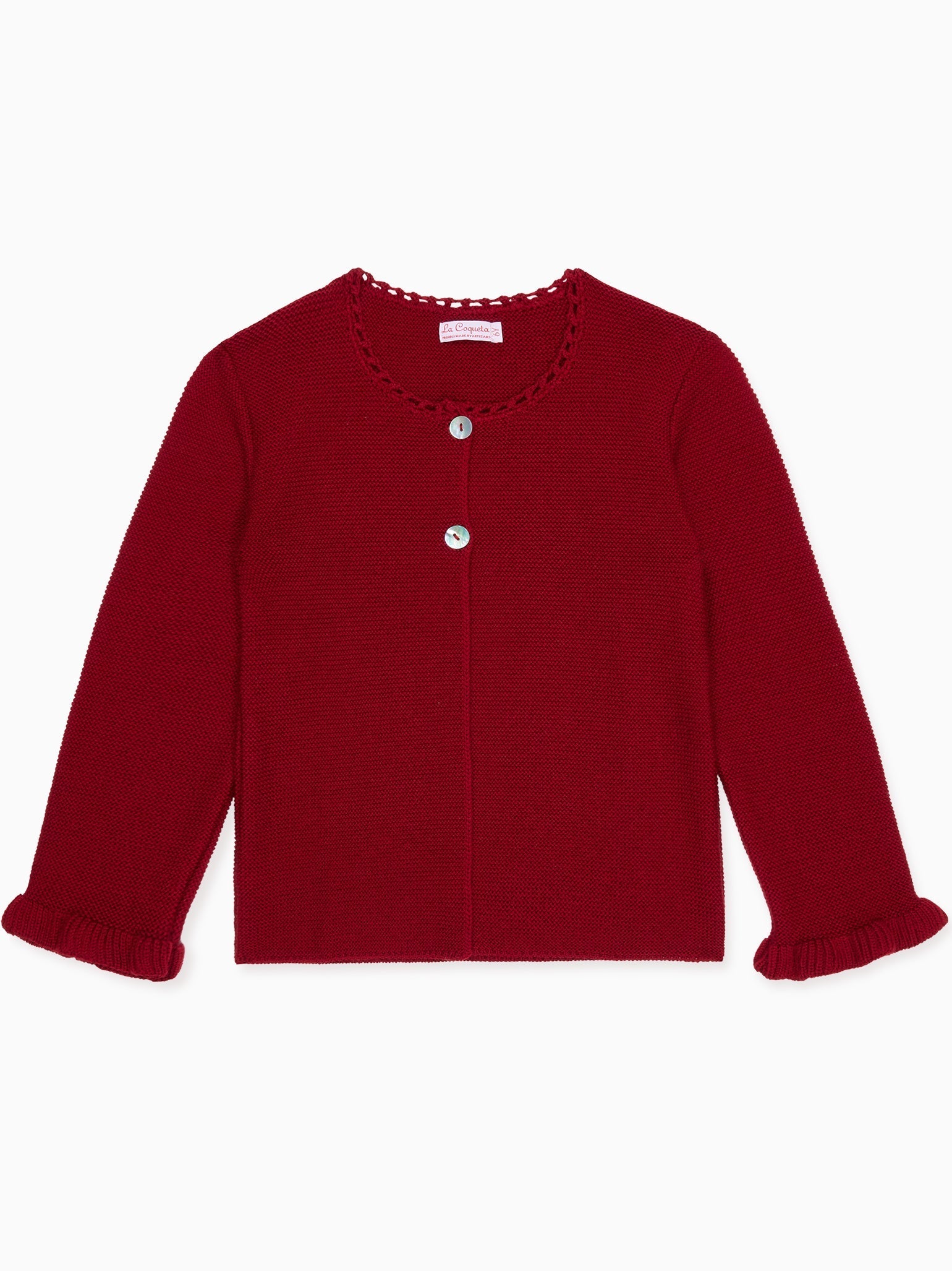 Burgundy Rima Merino Girl Cardigan