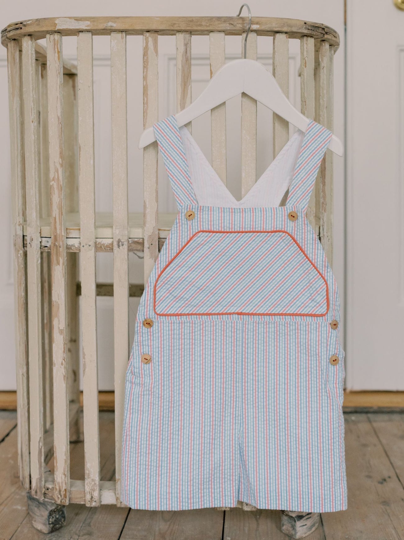 Coral Stripe Ringo Baby Dungarees