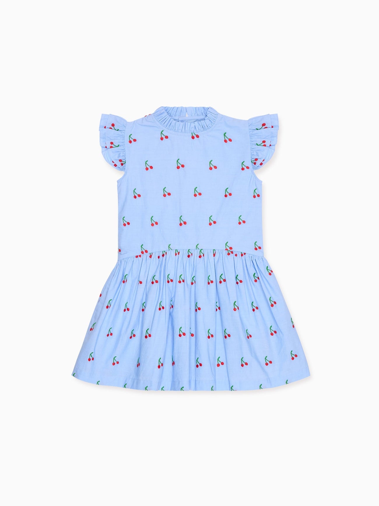 Light Blue Cherry Rita Girl Drop Waist Dress