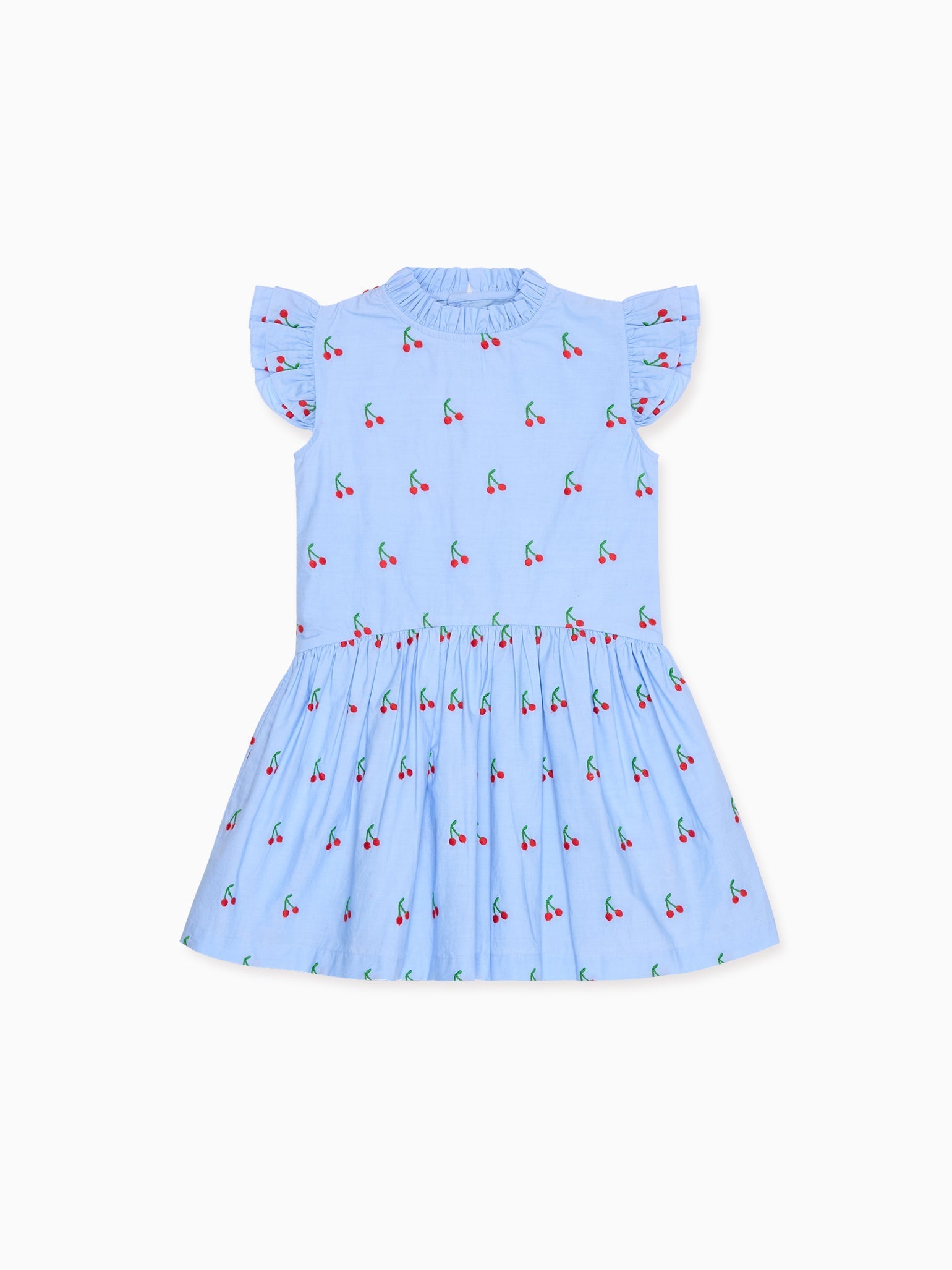 Light Blue Cherry Rita Girl Drop Waist Dress