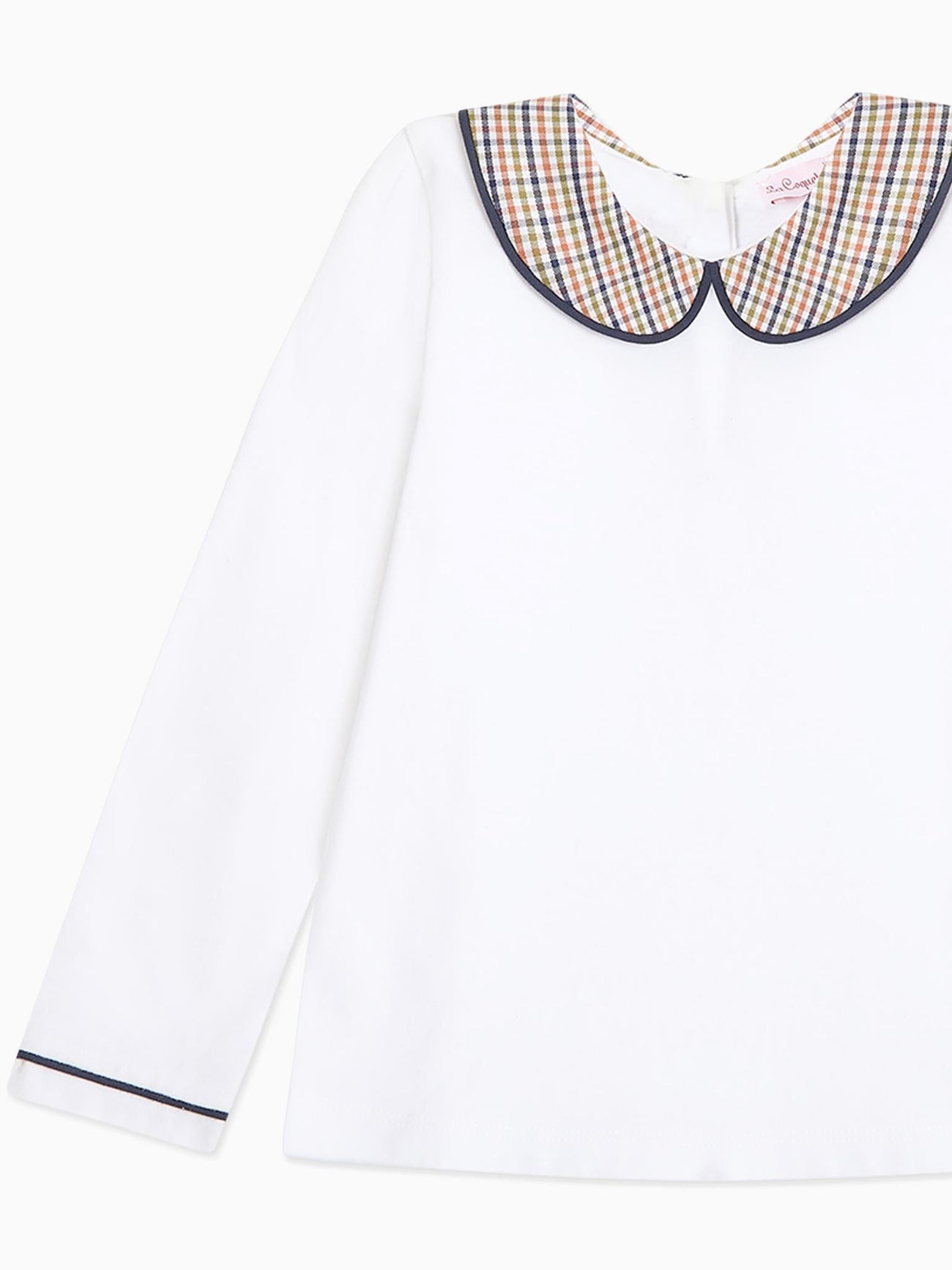 White & Green Check Romo Long Sleeve Baby Top