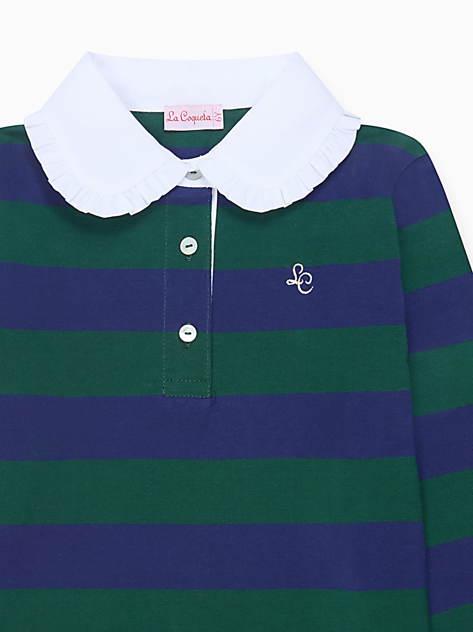 Green Stripe Rosalia Long Sleeve Girl Top