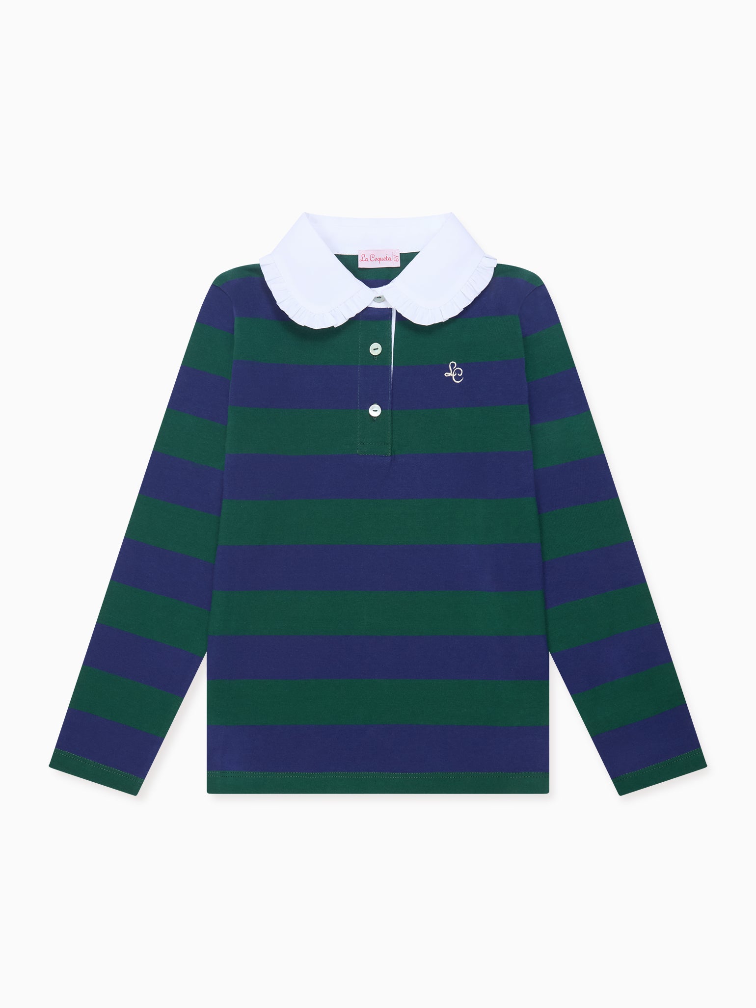 Green Stripe Rosalia Long Sleeve Girl Top