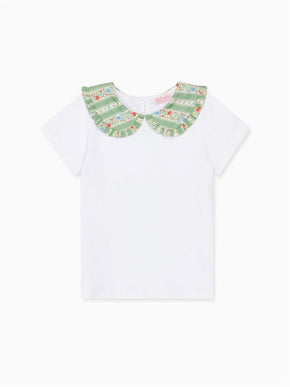 Sage Floral Stripe Rosalin Girl Top