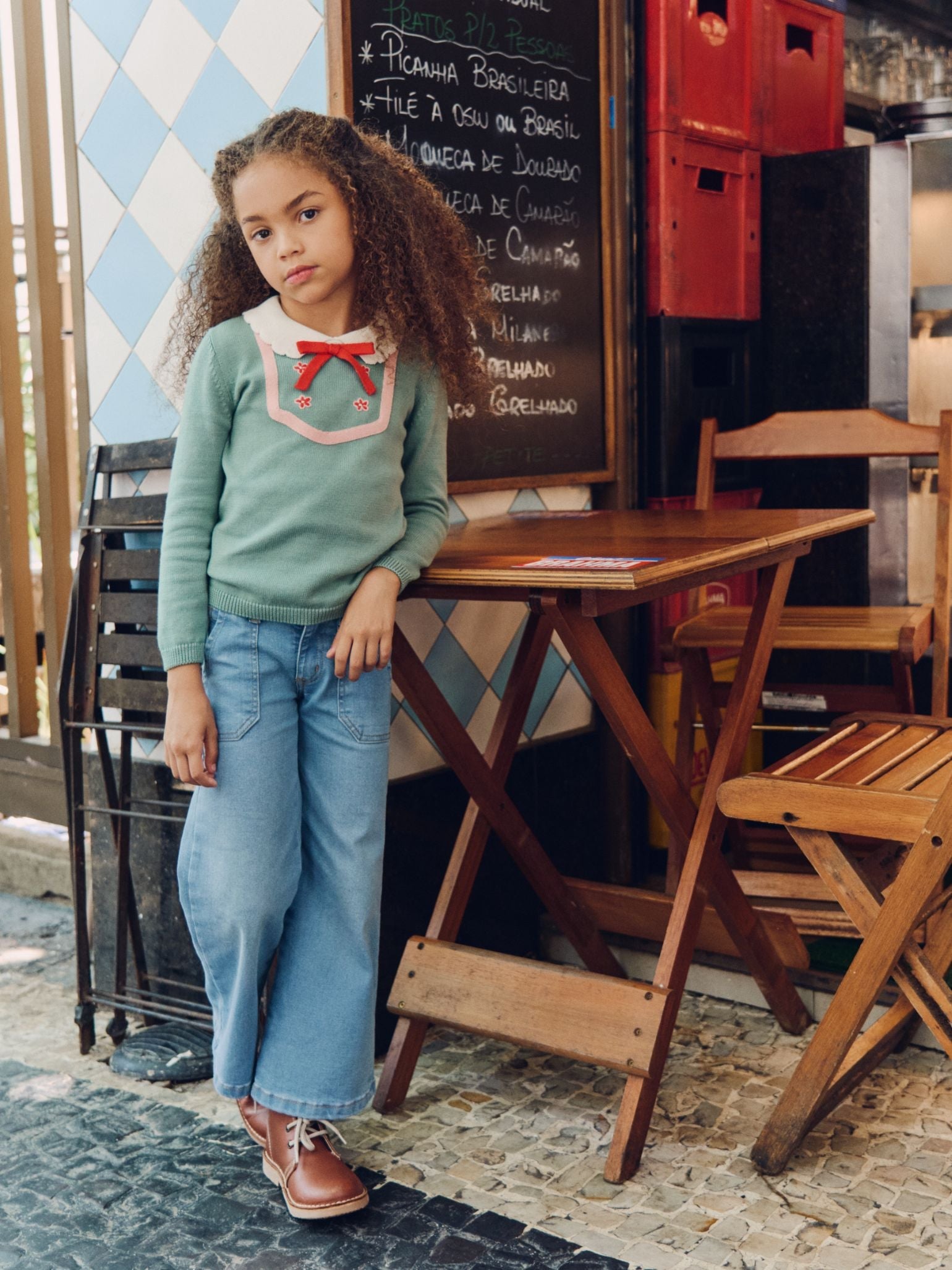 Sage Green Madena Cotton Girl Jumper