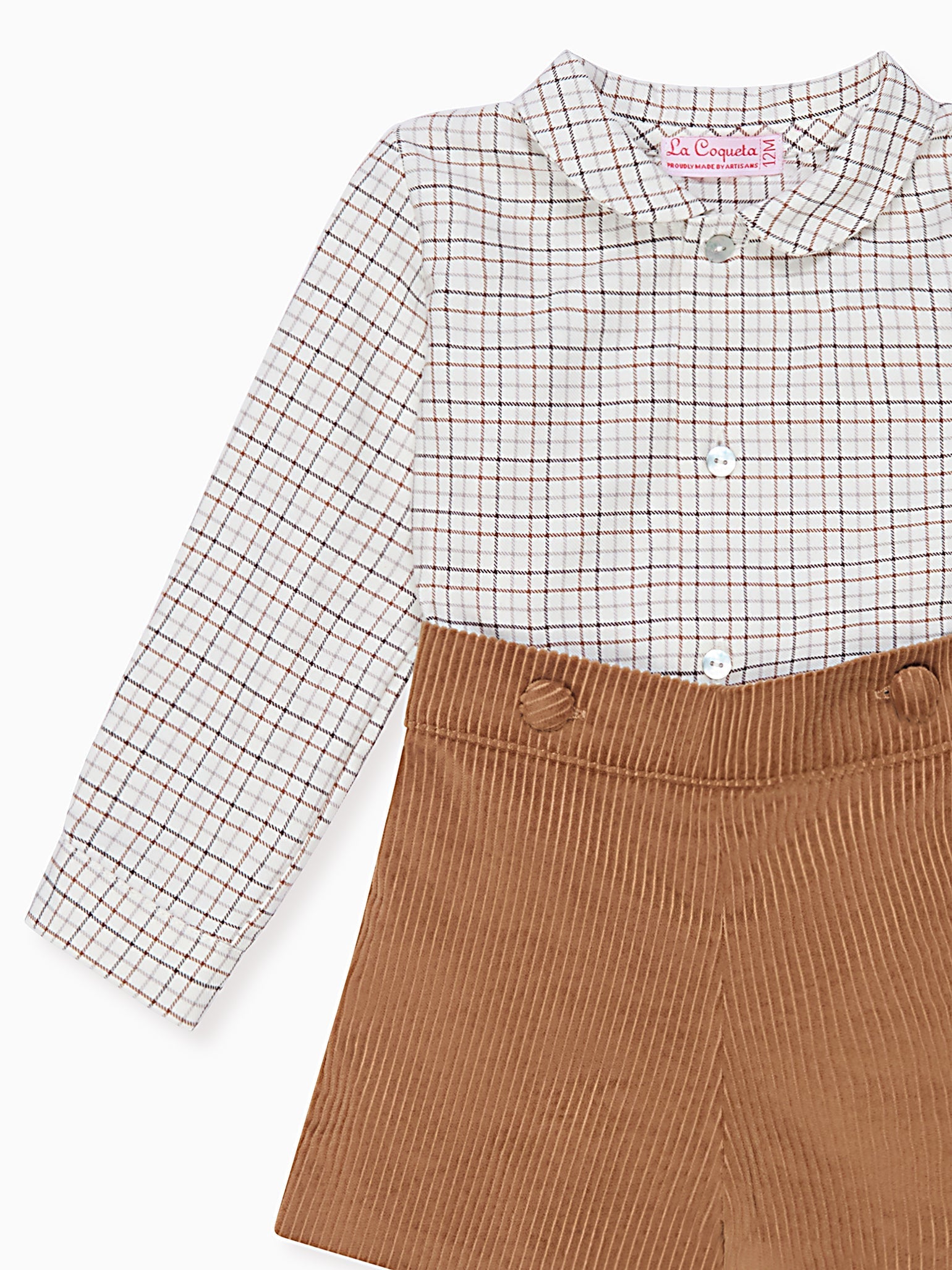 Caramel Check Sando Baby Boy Set