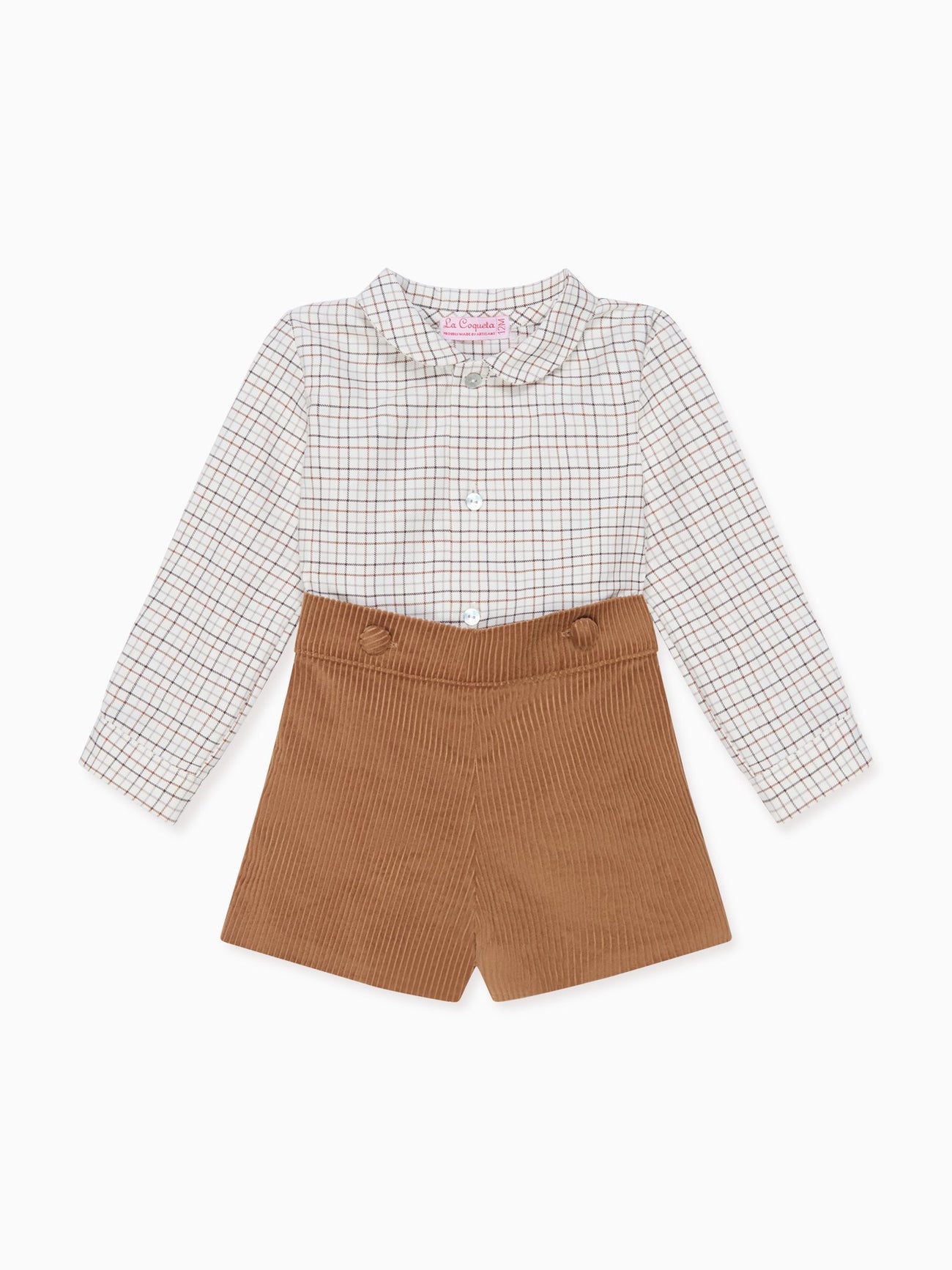 Caramel Check Sando Baby Boy Set
