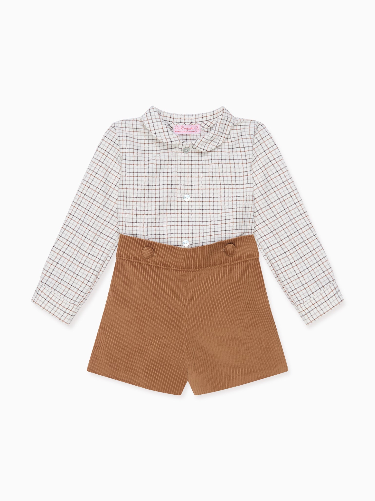 Caramel Check Sando Baby Boy Set