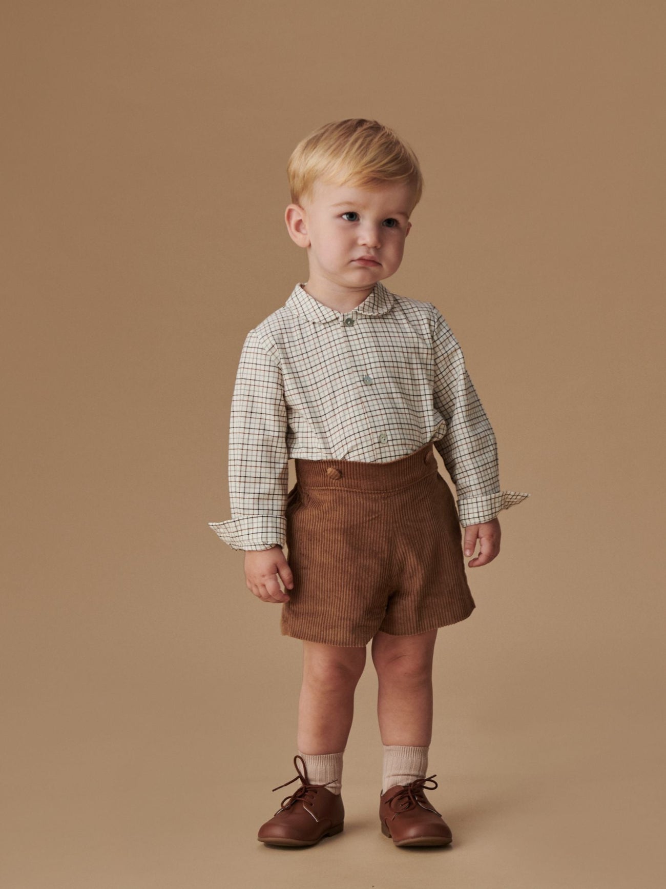 Caramel Check Sando Baby Boy Set