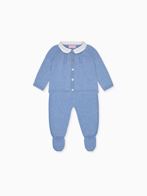 Blue Sanson Cotton Baby Knitted Set