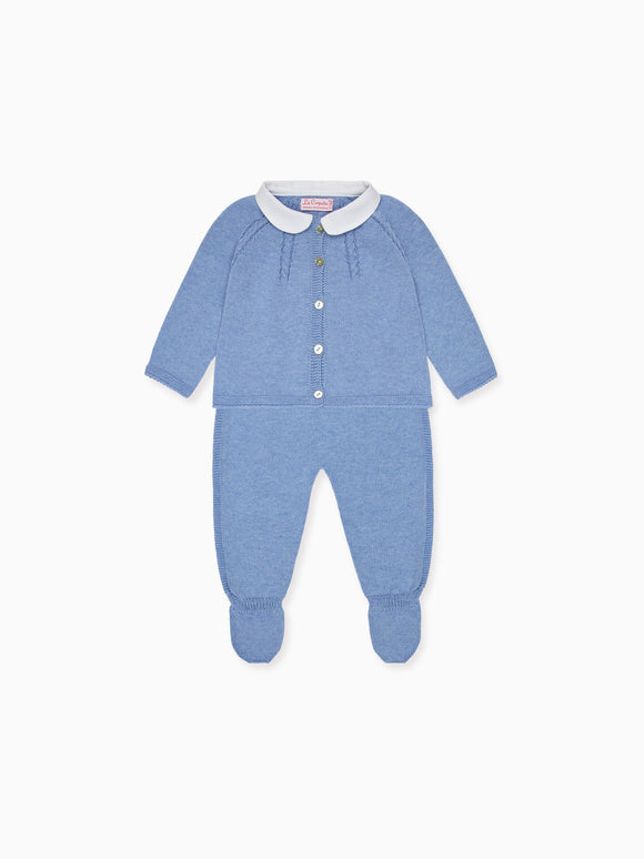 Blue Sanson Cotton Baby Knitted Set