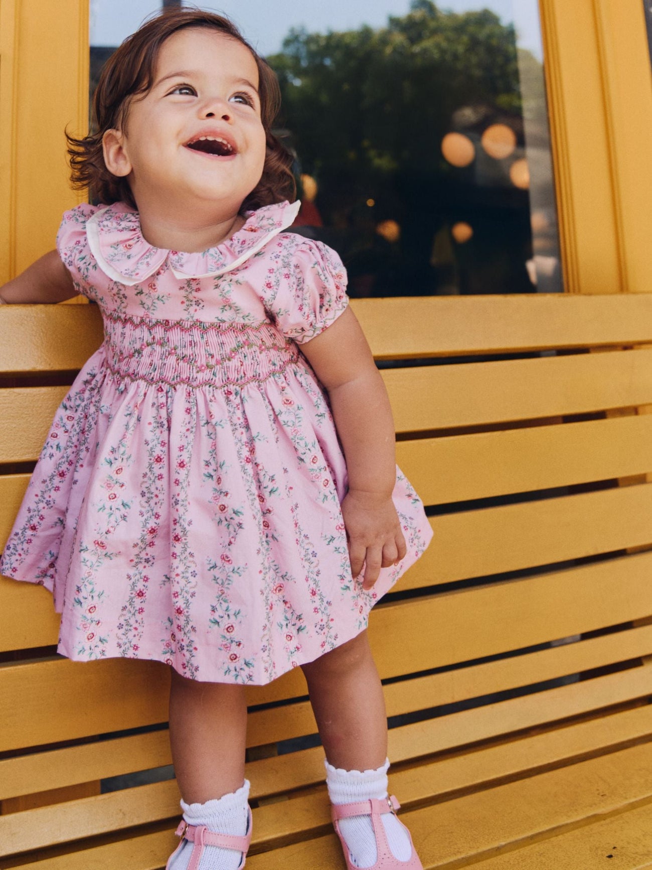 Pink Garland Floral Sara Baby Girl Hand-Smocked Set