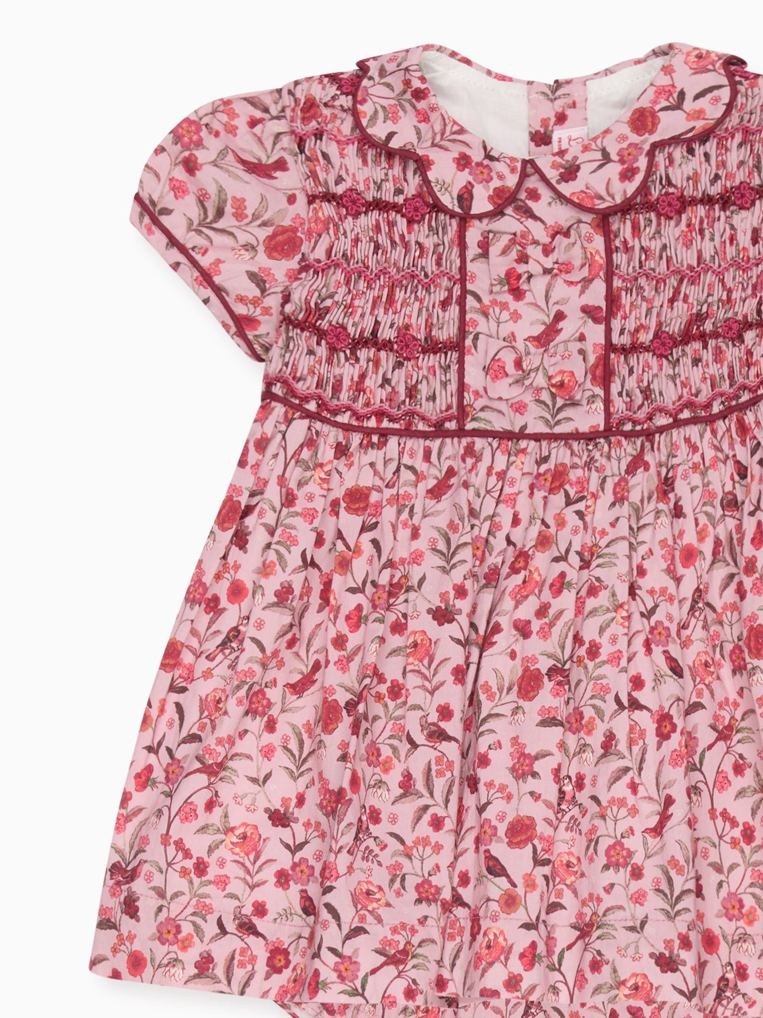 Pink Bird Floral Scarlett Baby Girl Hand-Smocked Set