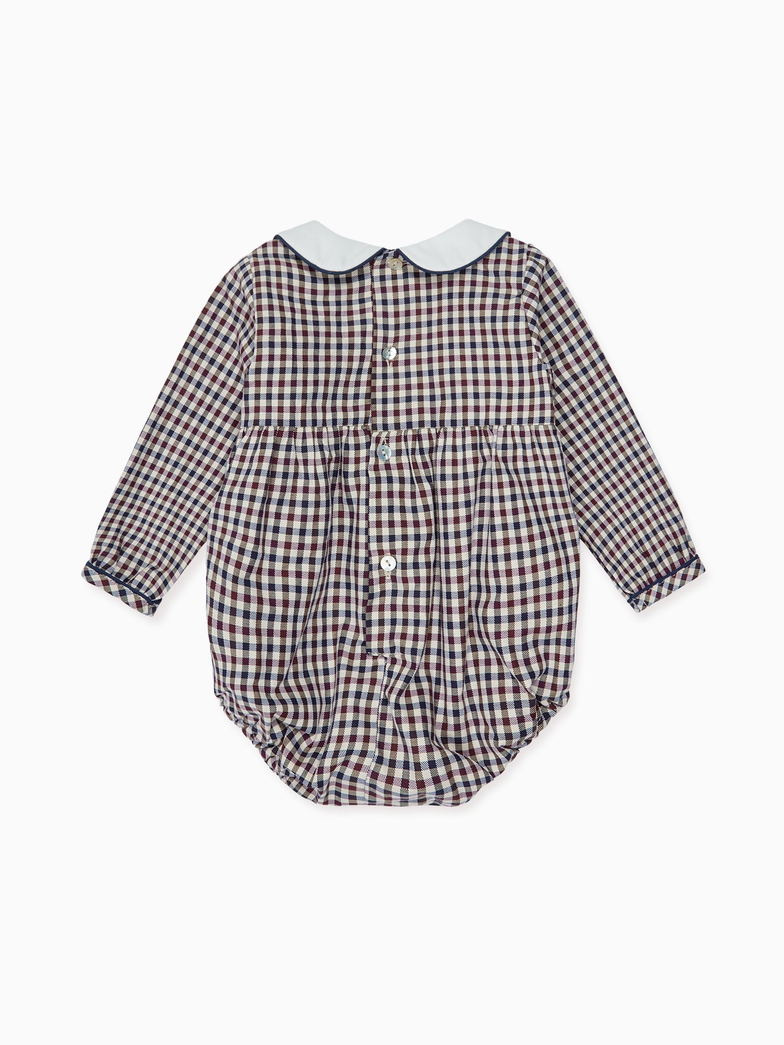 Burgundy Check Senna Baby Romper