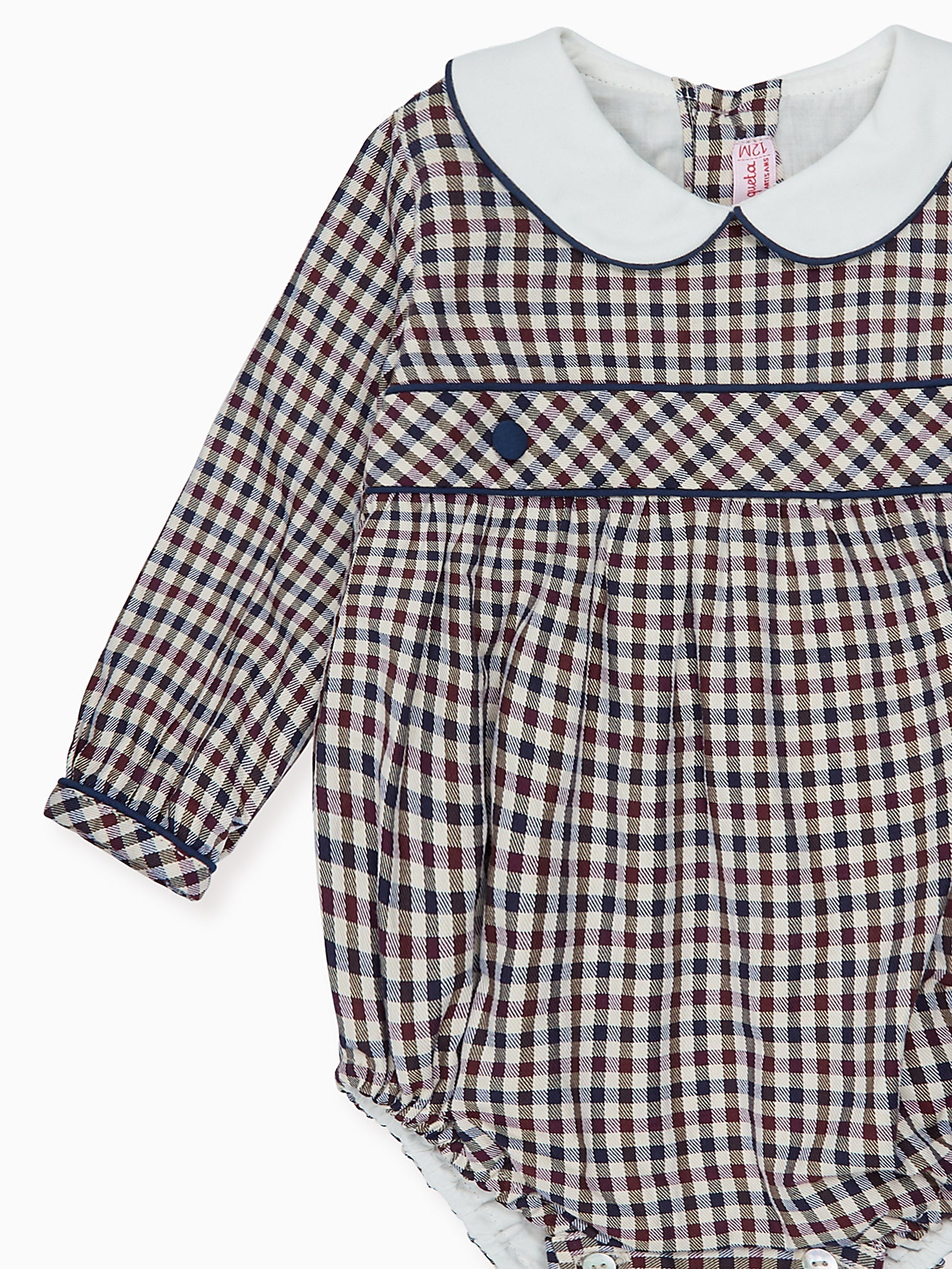 Burgundy Check Senna Baby Romper