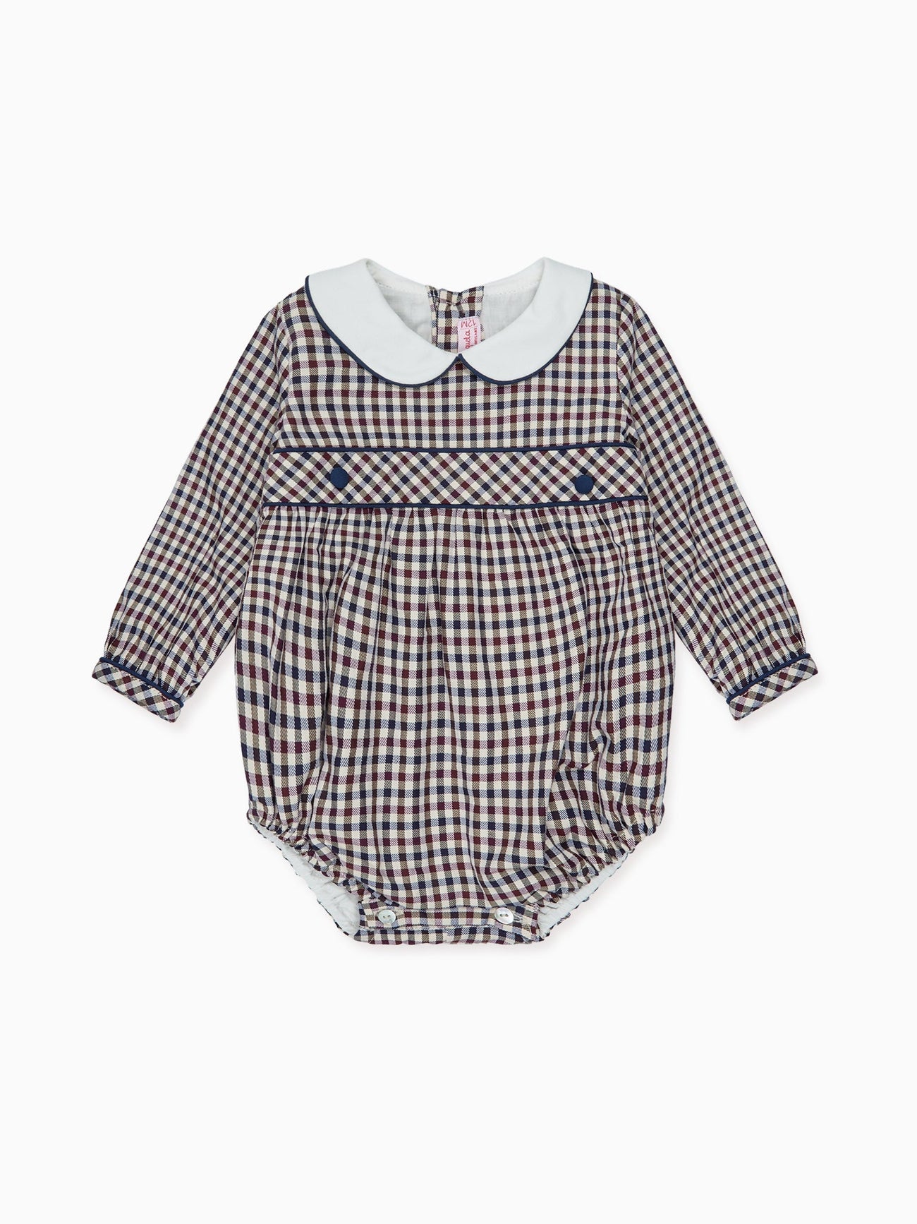 Burgundy Check Senna Baby Romper