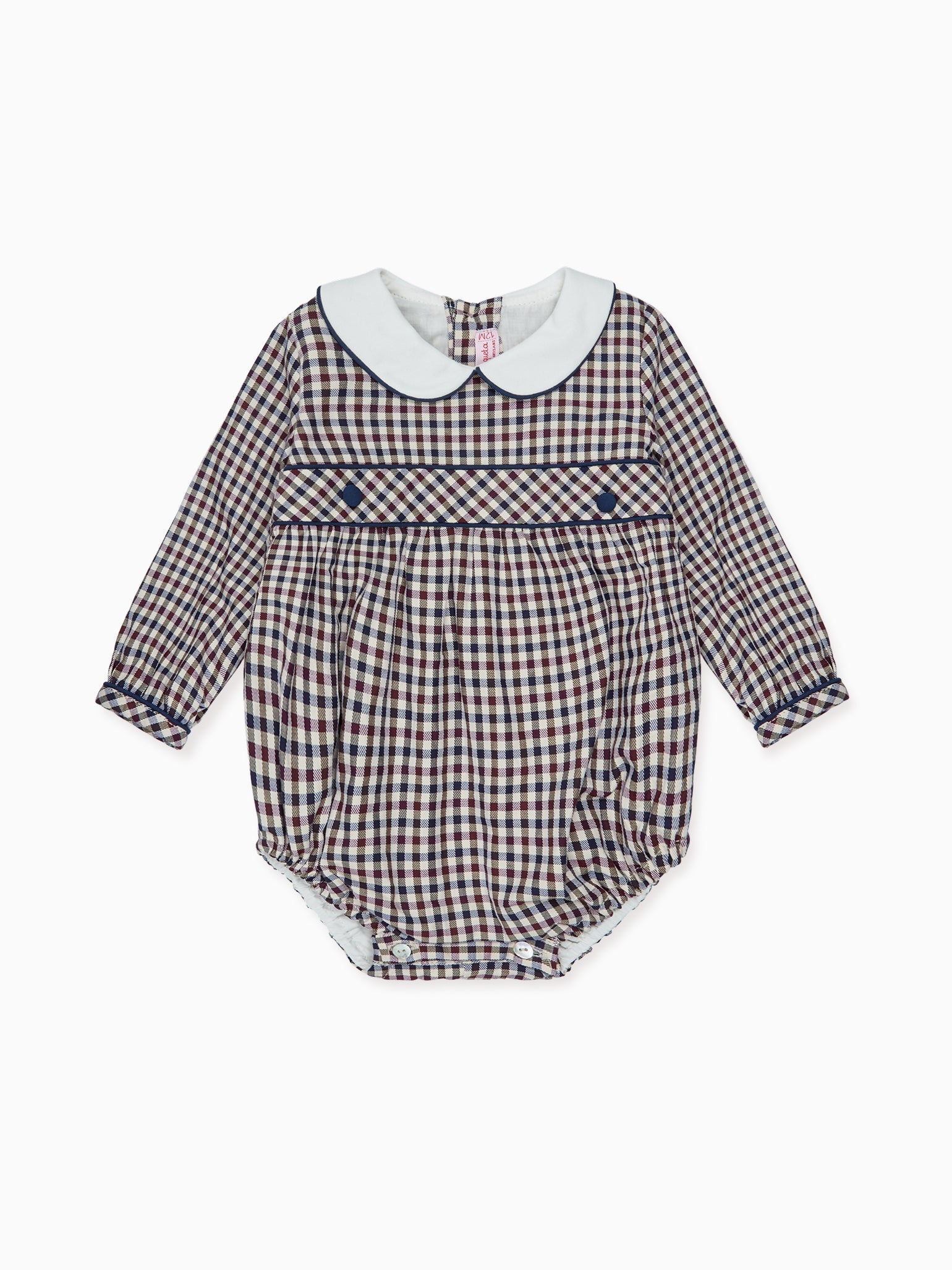 Burgundy Check Senna Baby Romper
