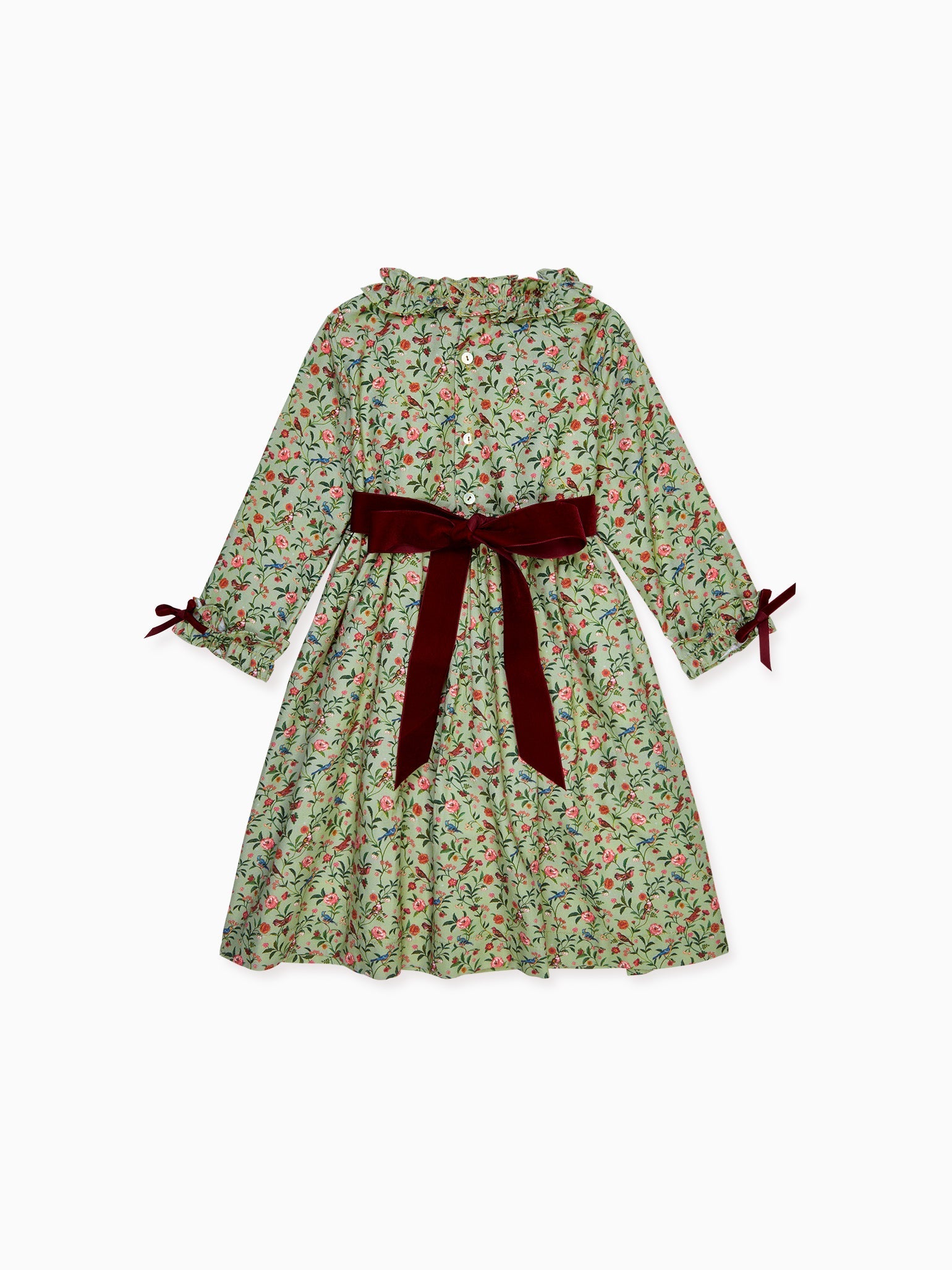 Sage Bird Floral Silas Girl Dress
