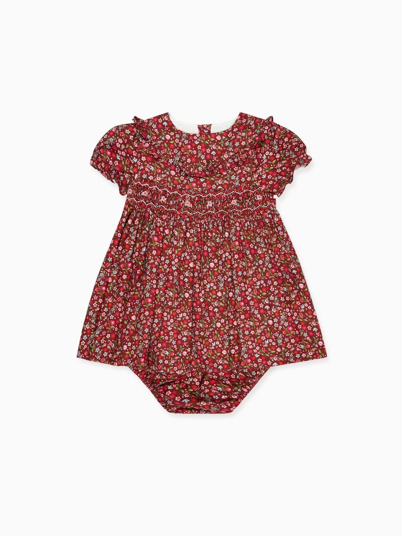 Burgundy Floral Silvana Baby Girl Hand-Smocked Set