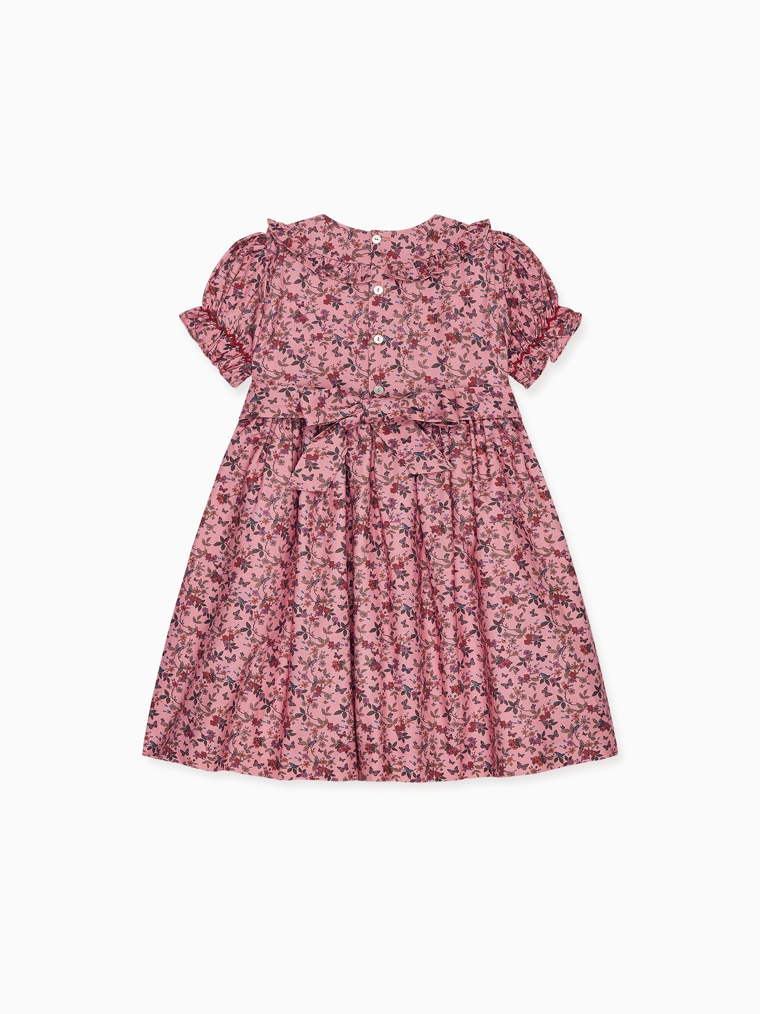 Dusty Pink Floral Silvana Girl Hand-Smocked Dress