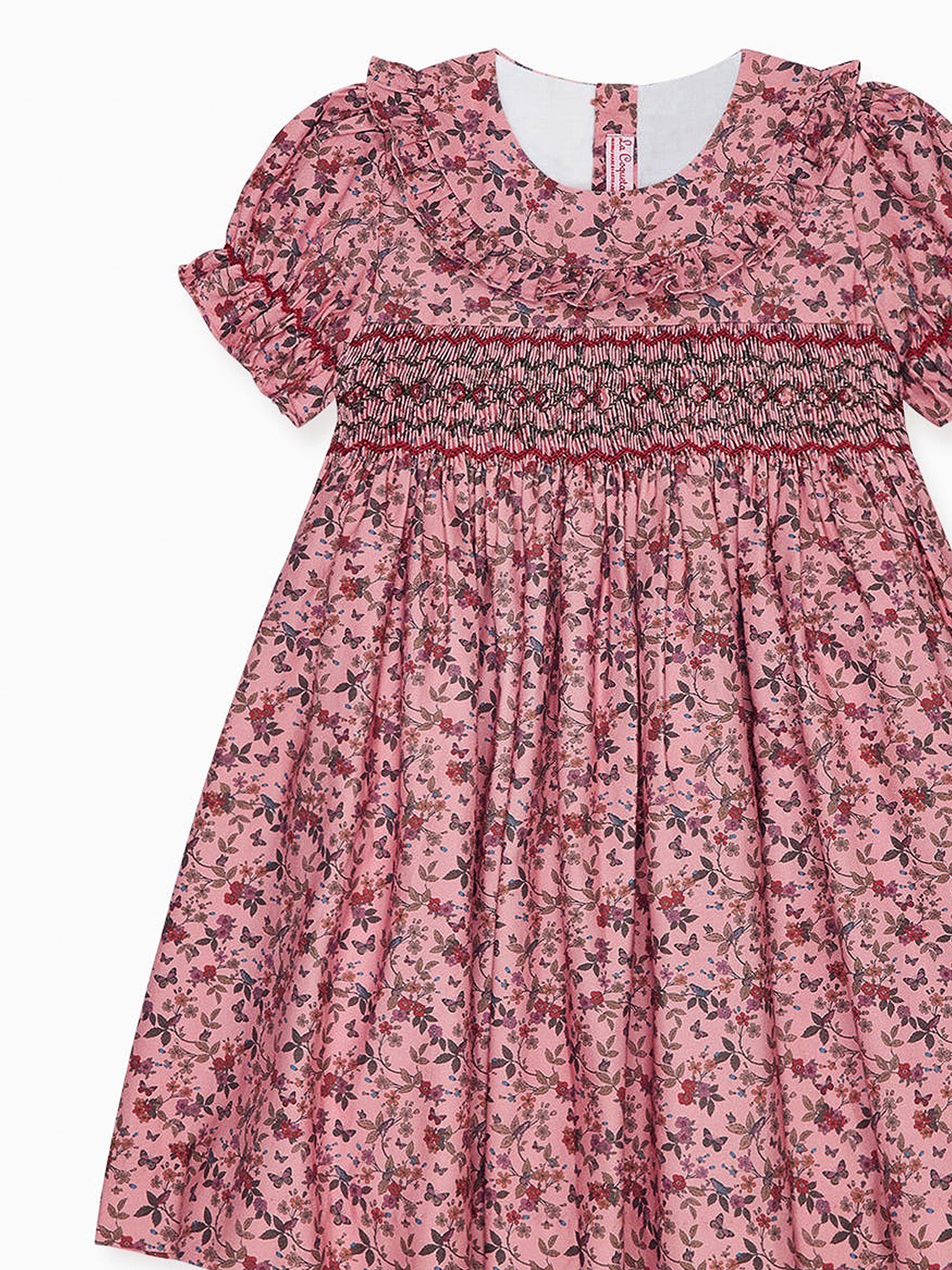 Dusty Pink Floral Silvana Girl Hand-Smocked Dress