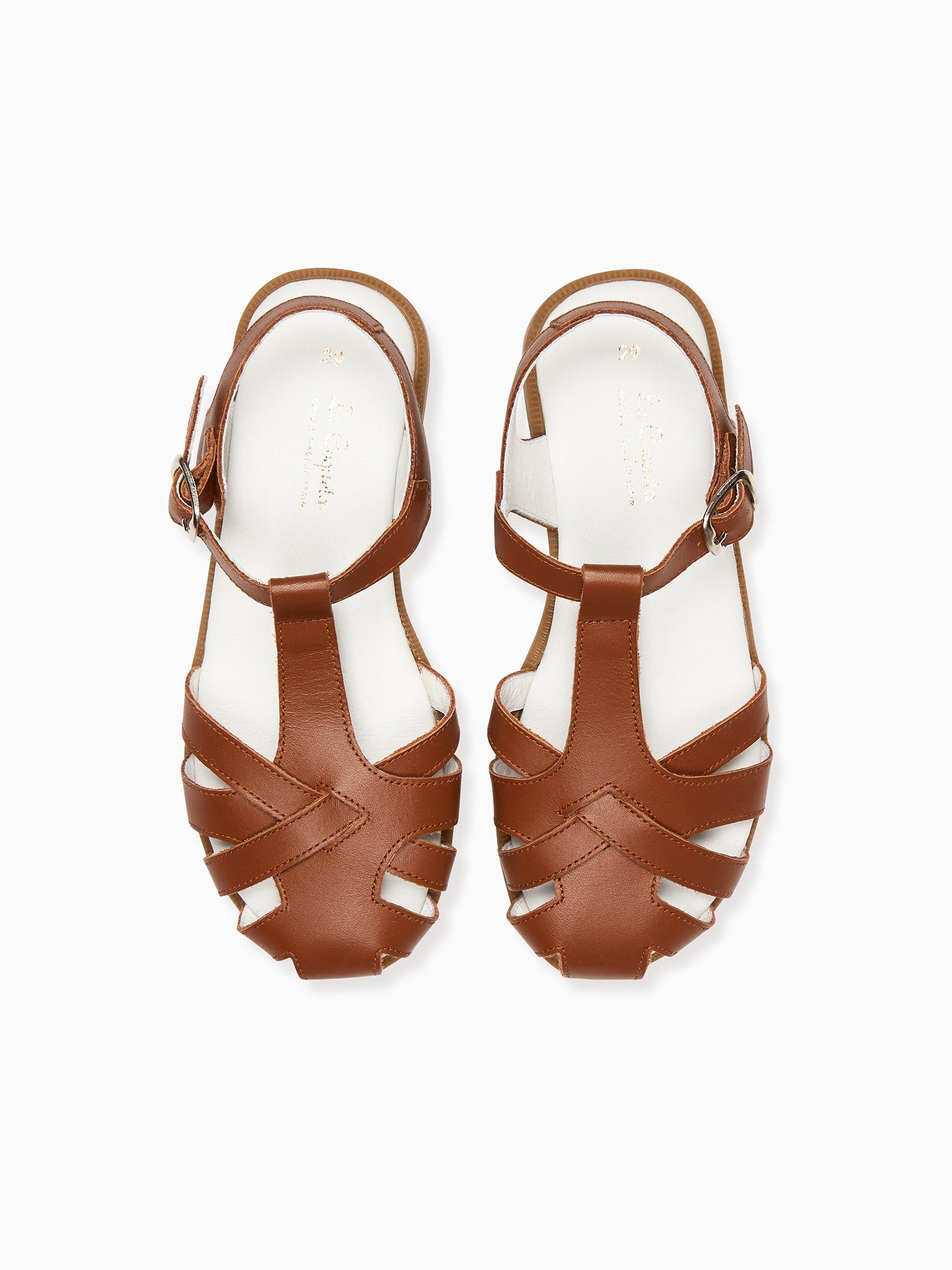 Tan Sofia Leather Girl Sandals La Coqueta Kids UK - Main Image