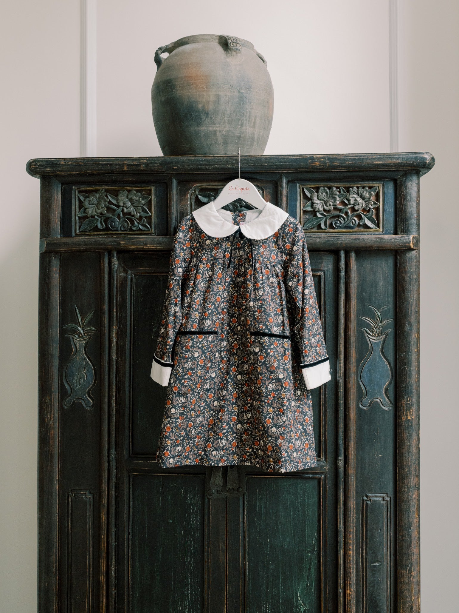 Navy Floral Sofia Girl A-Line Dress