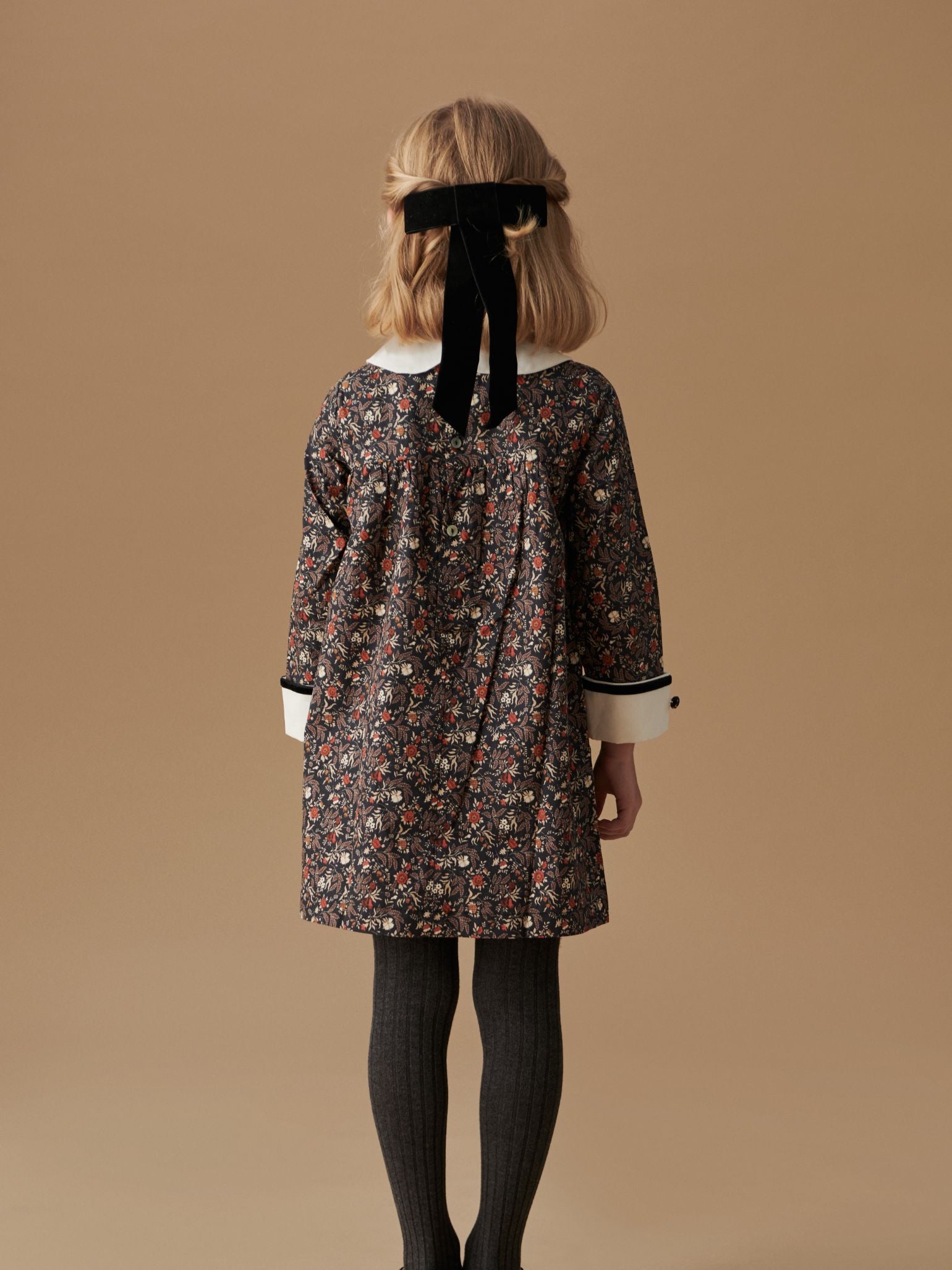 Navy Floral Sofia Girl A-Line Dress