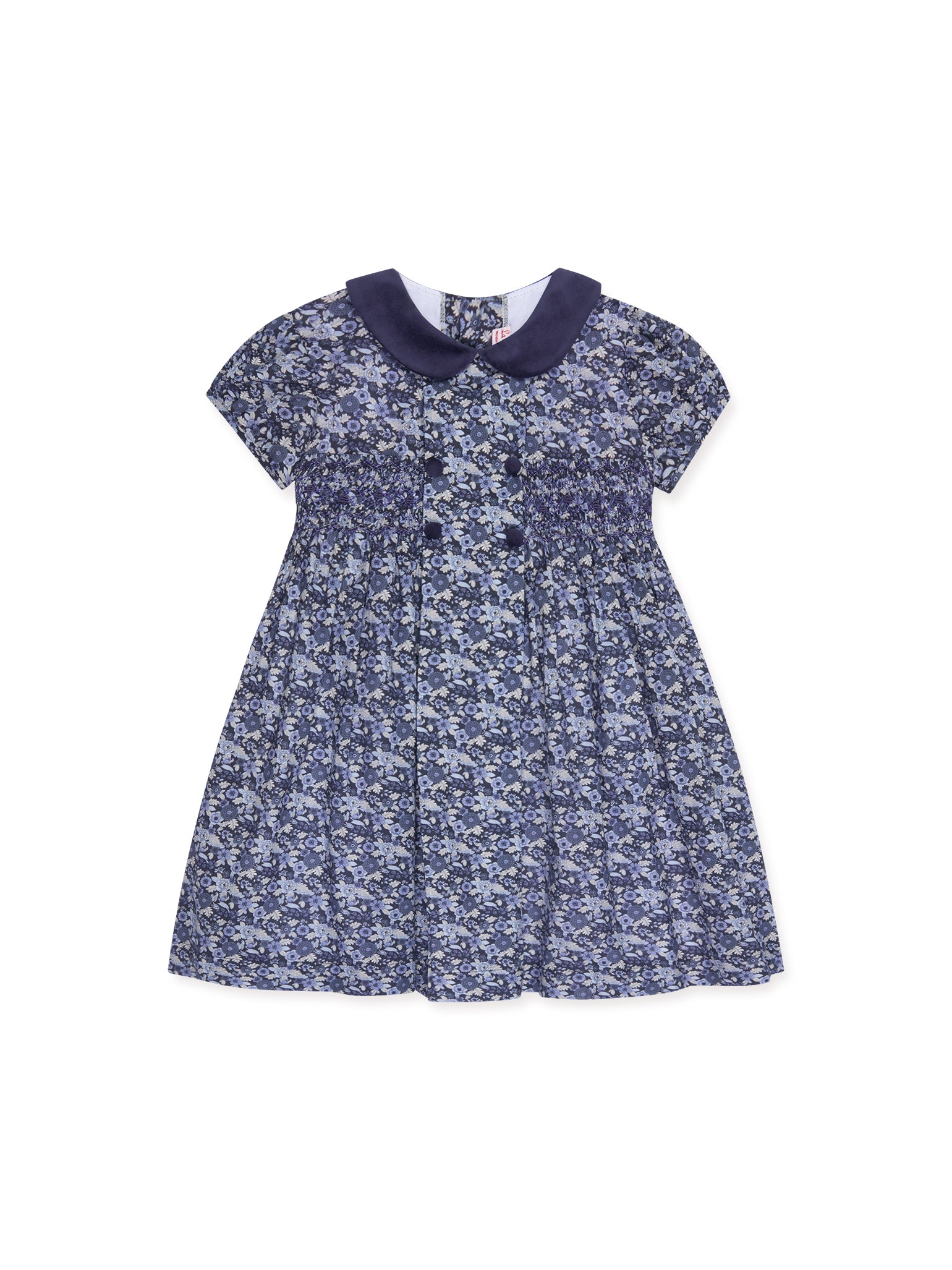 Navy Floral Arcadia Girl Hand-Smocked Dress