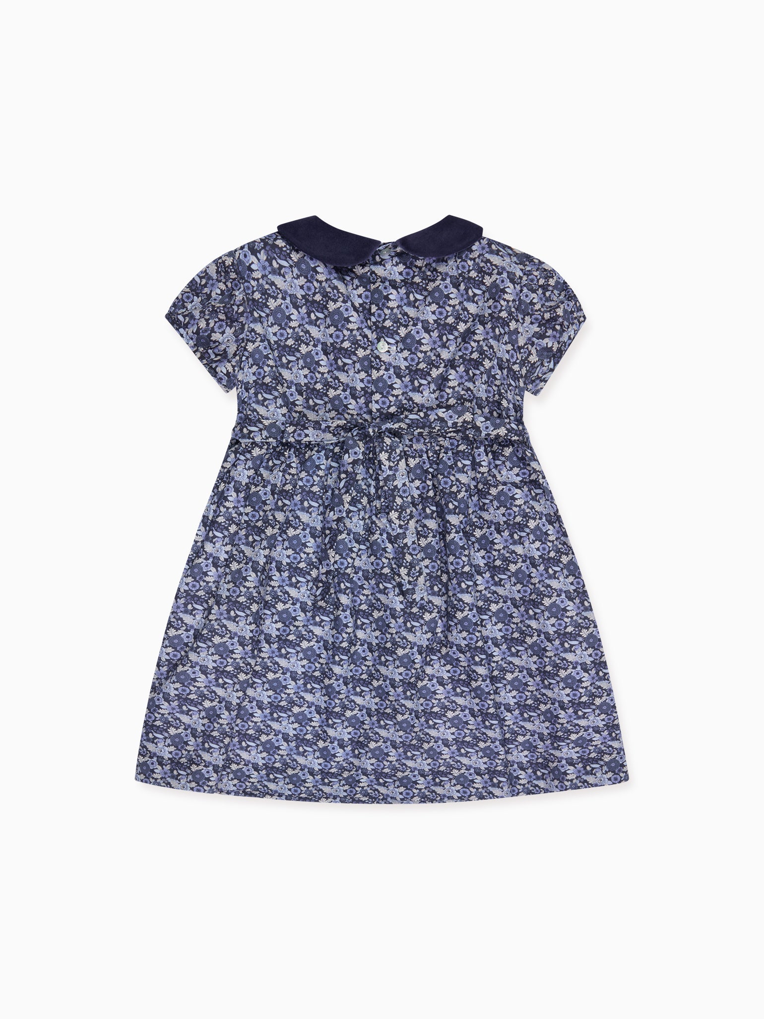 Navy Floral Arcadia Girl Hand-Smocked Dress