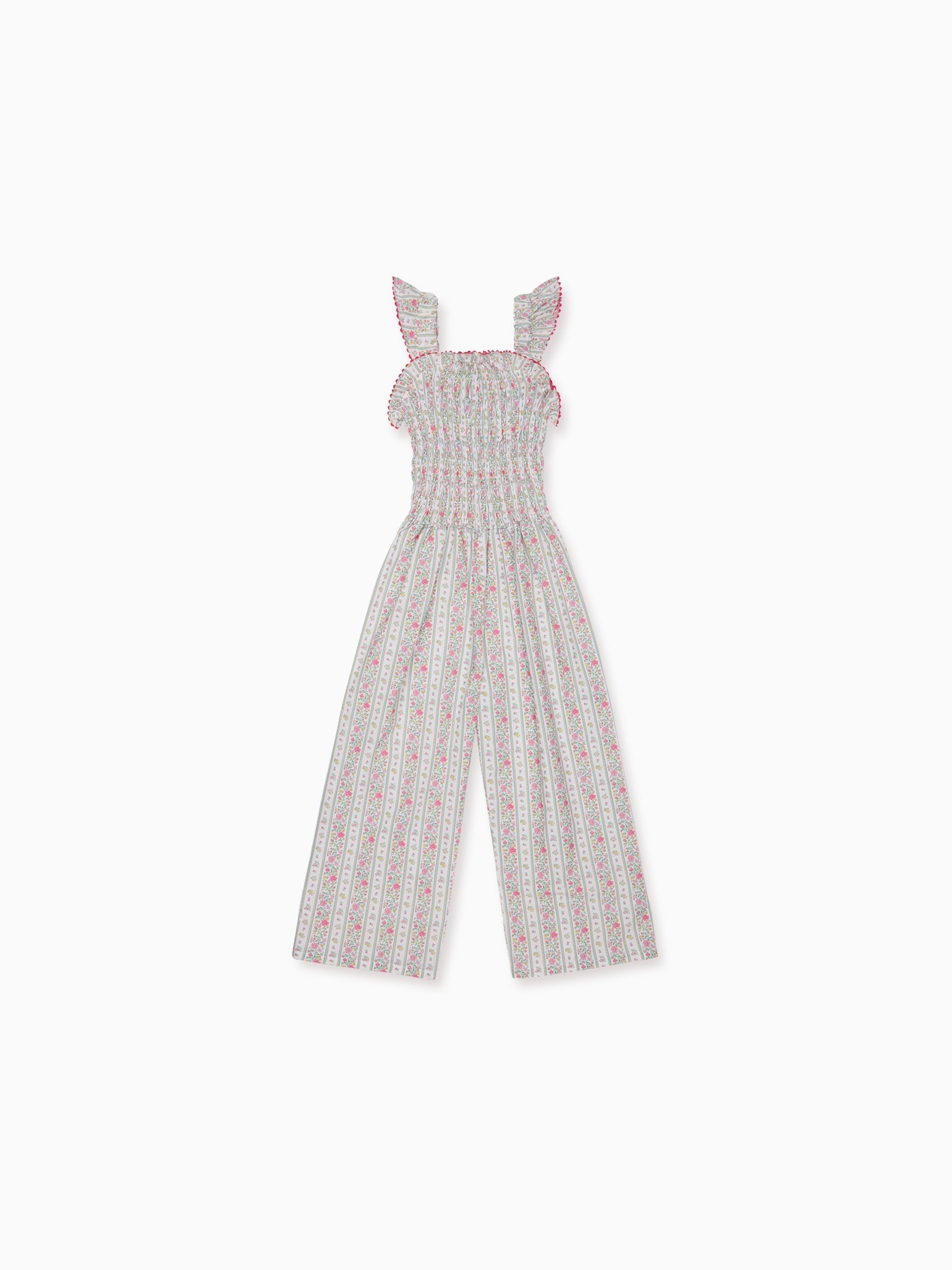 Fuchsia Pink Floral Stripe Maeve Girl Jumpsuit