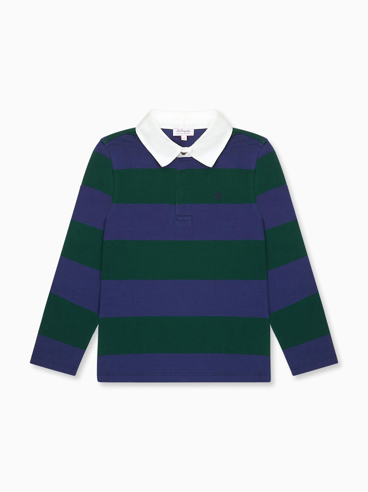 Green Stripe Tijo Long Sleeve Boy Rugby Shirt