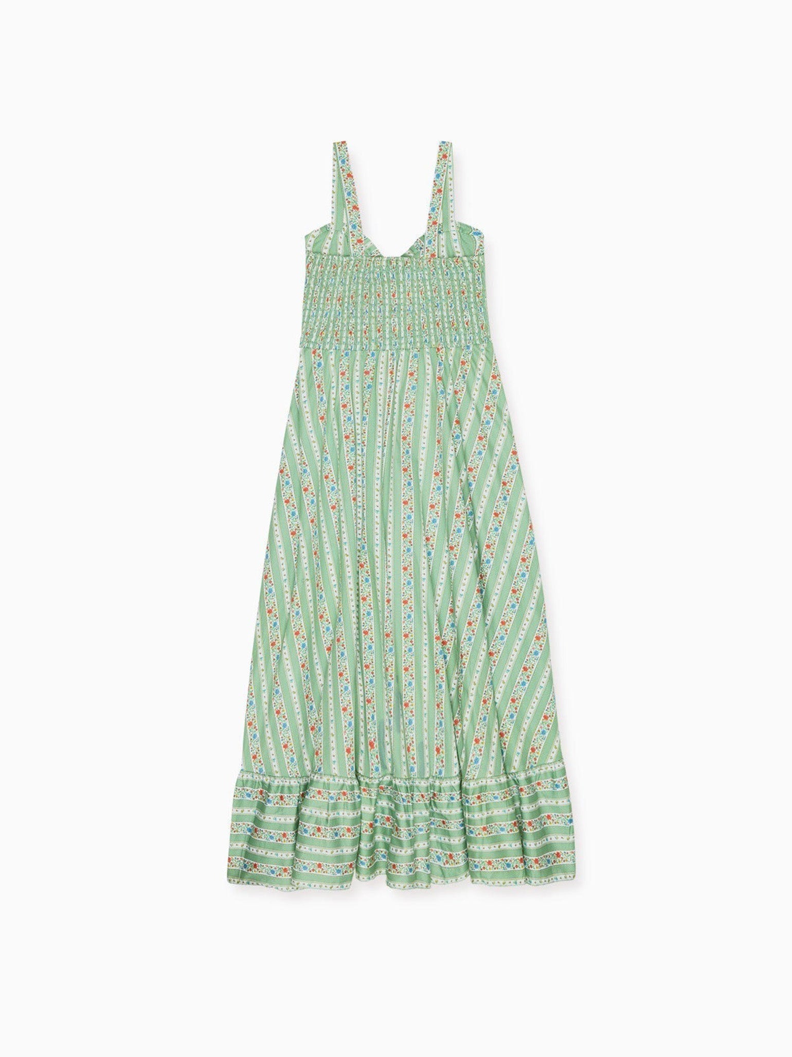 Sage Floral Stripe Toledo Women Midi Dress