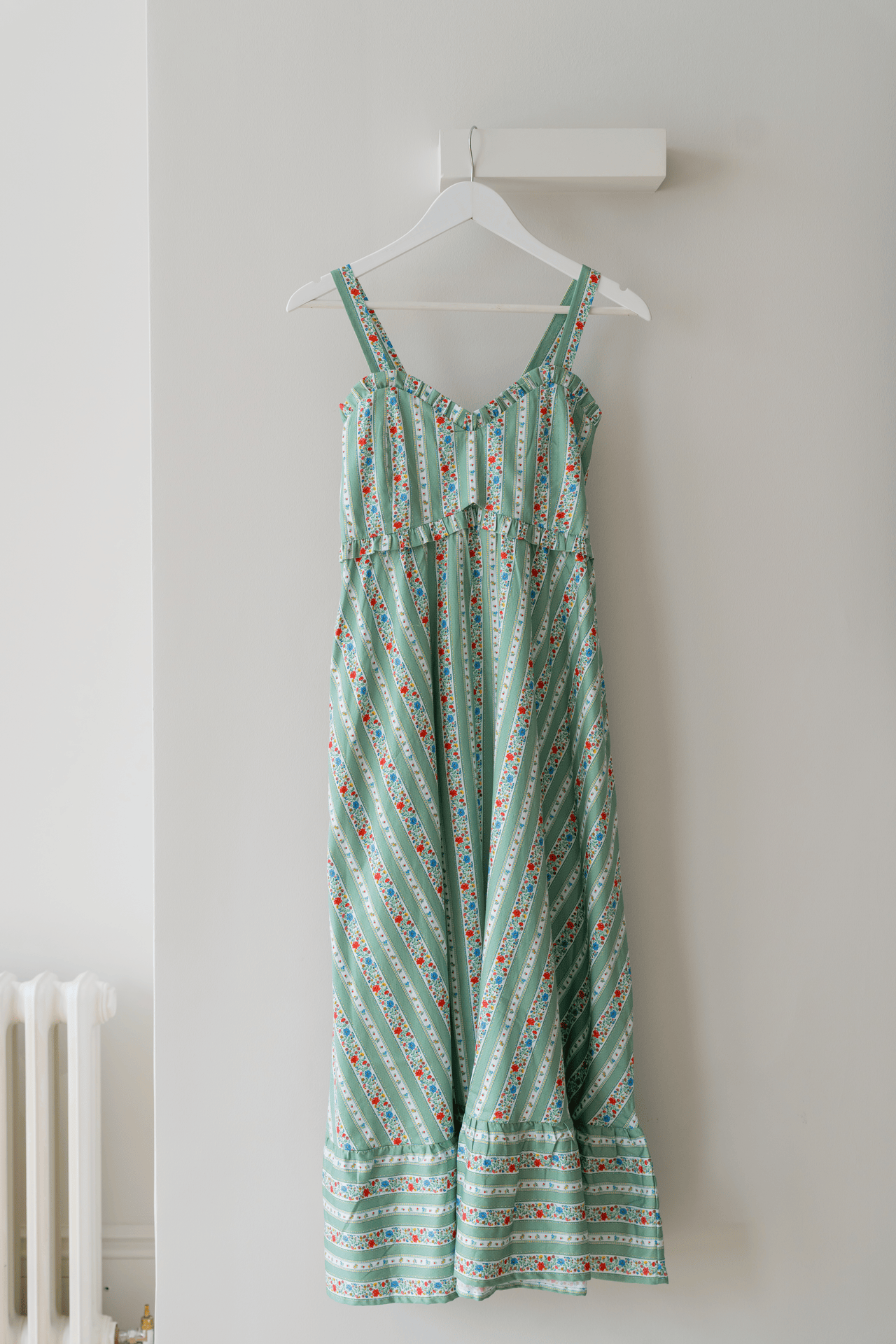 Sage Floral Stripe Toledo Women Midi Dress