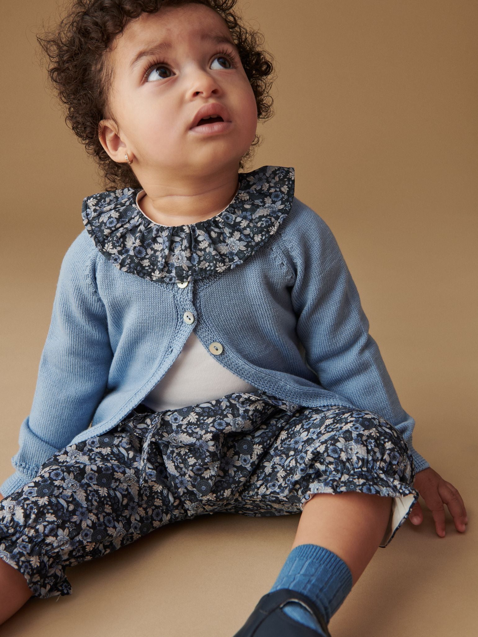 Navy Floral Forna Baby Girl Trousers